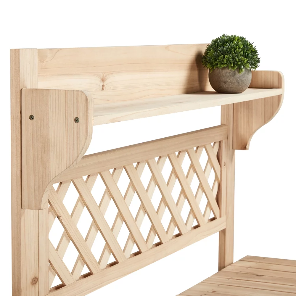 Yaheetech Outdoor Garden Potting Bench With Open Storage Shelf, Natural