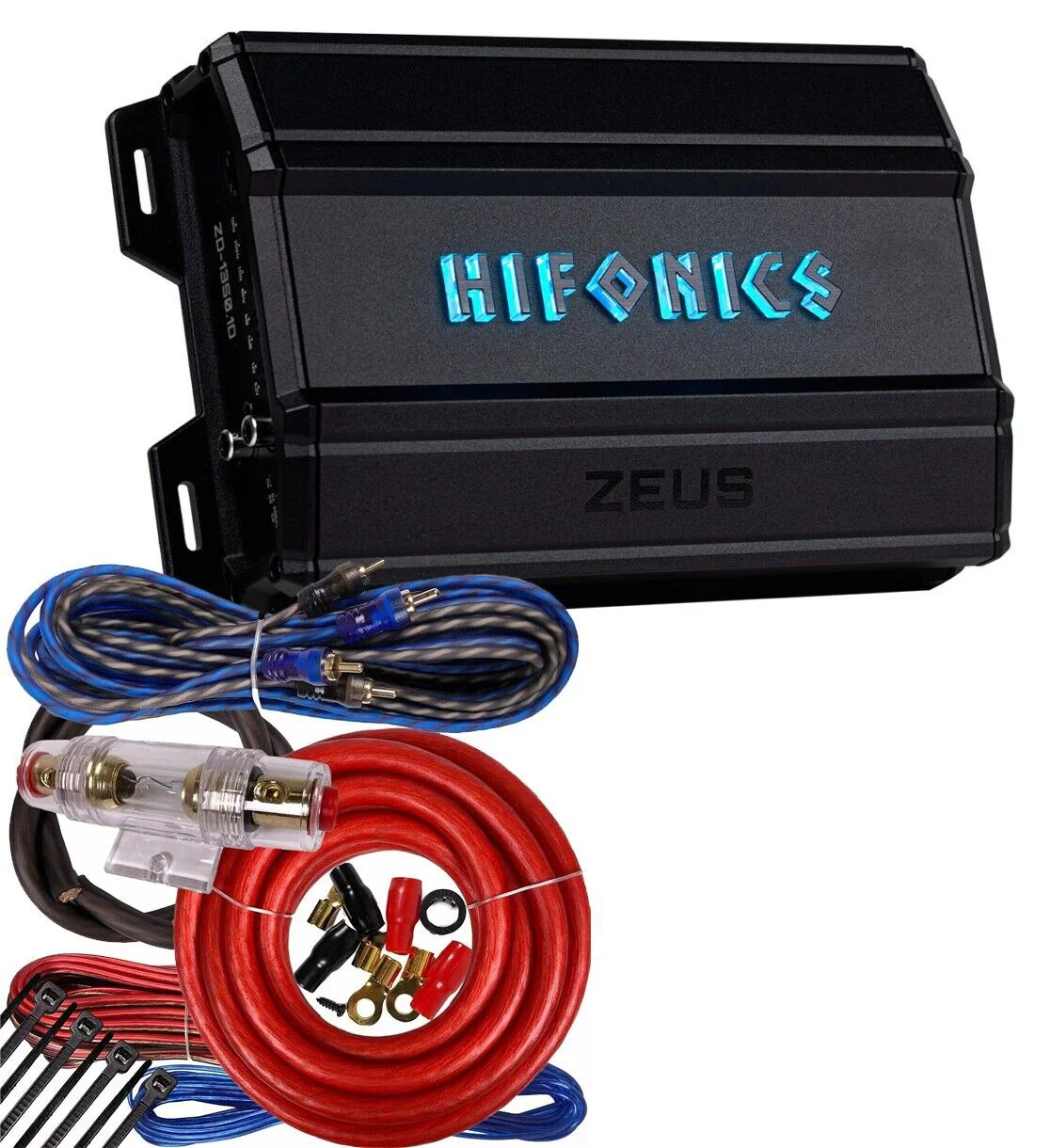 Hifonics ZD-1350.1D Zeus Delta 1350 W MAX Mono Car Amplifier + 4 Gauge Amp Kit Bundle