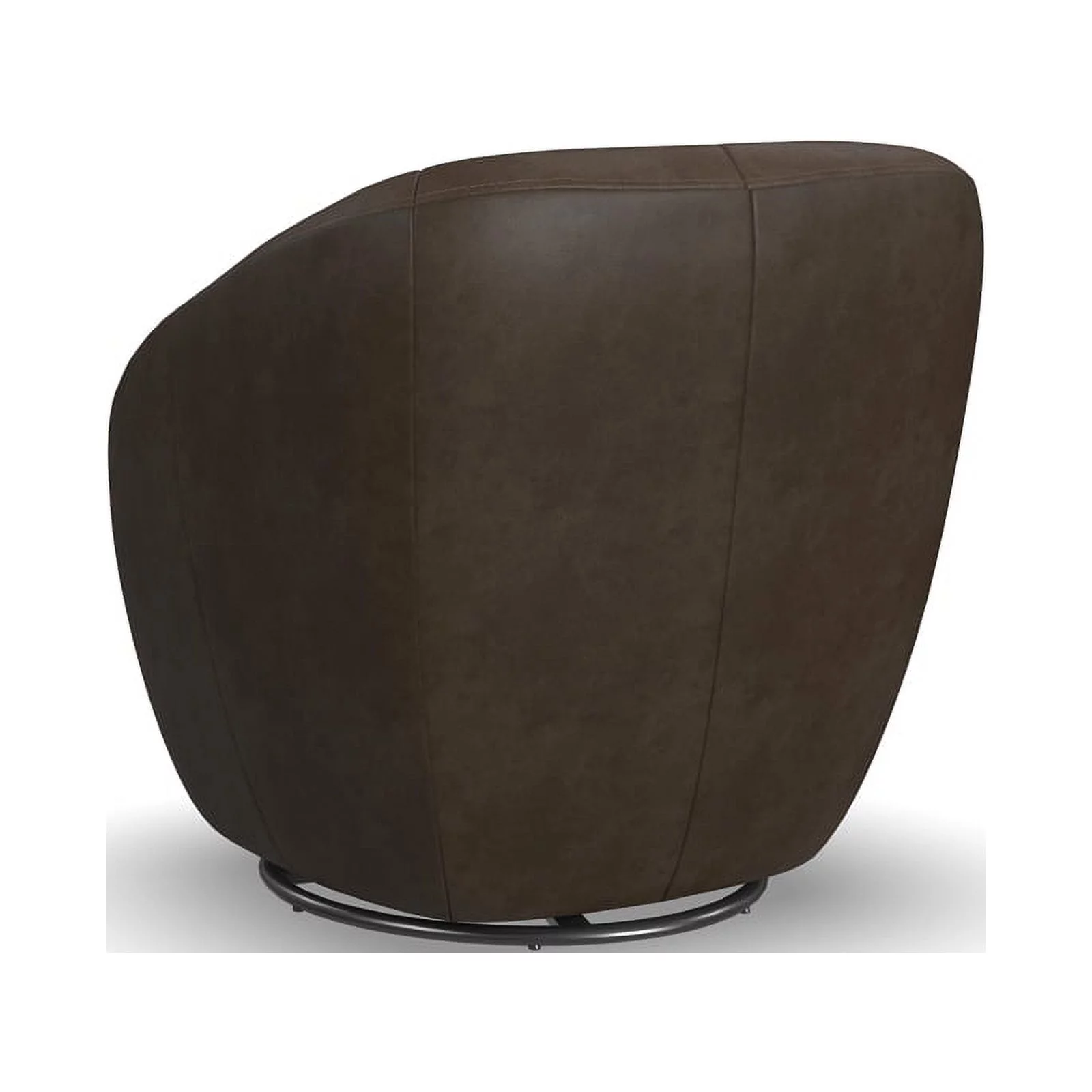Home Square Leather Swivel Chair in Medium Brown Finish - Set of 2
