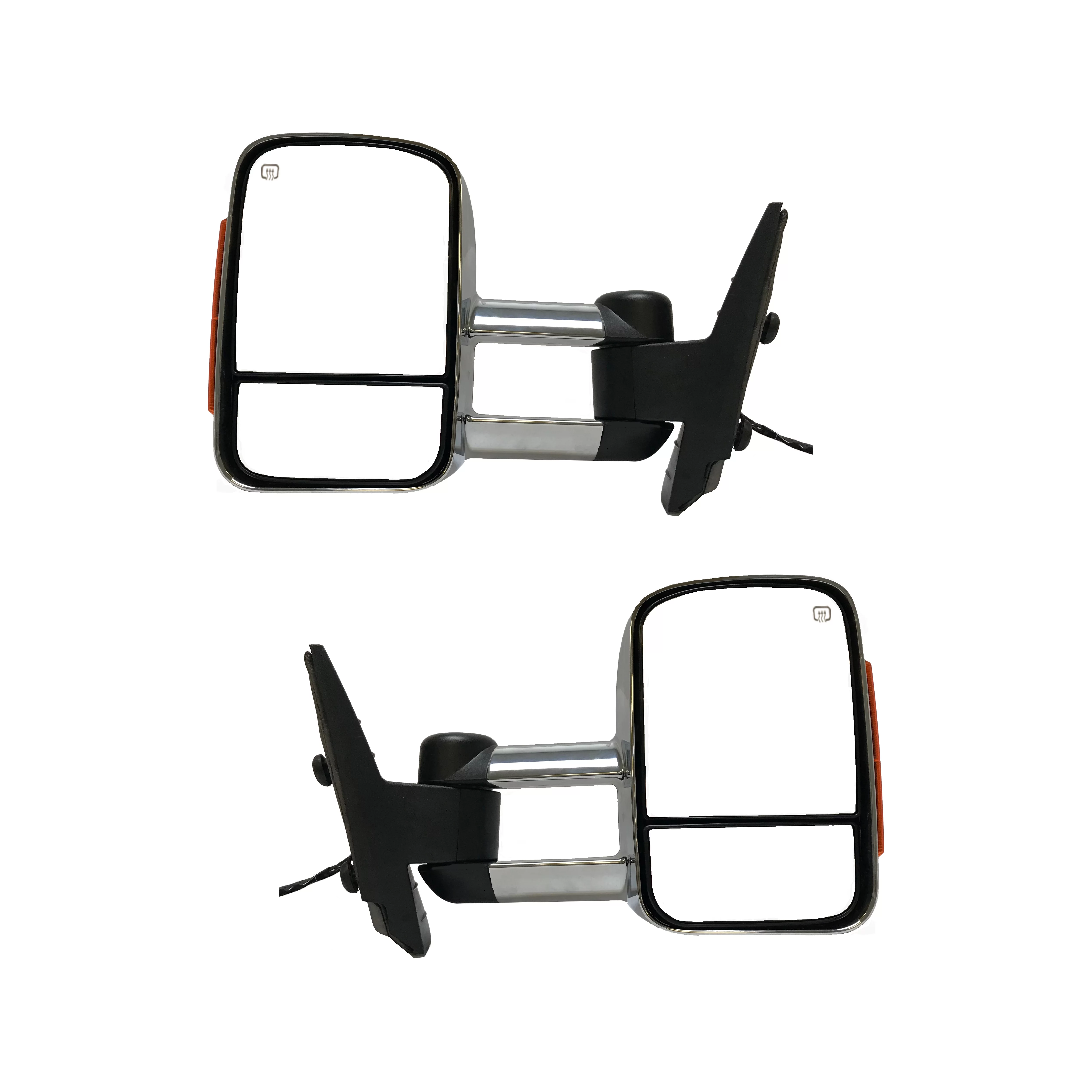 AutoShack Driver and Passenger Towing Mirror Power Manual Folding Heated Chromed Chrome Set of 2 Replacement for GMC Sierra 1500 Chevrolet Silverado 2500 HD 2007-2013 Silverado 1500 V8 KAPGM1320407CPR