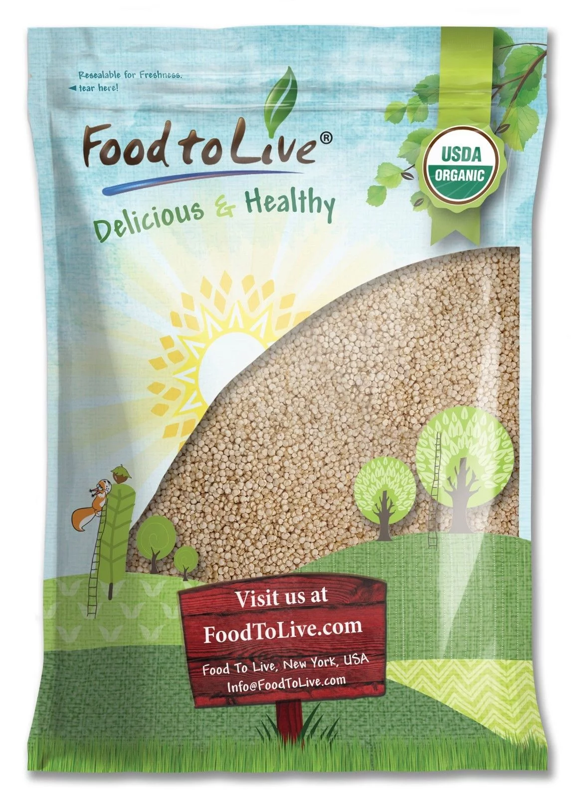 Organic Royal White Quinoa, 15 Pounds — Non-GMO, Kosher, Raw, Vegan — by Food to Live
