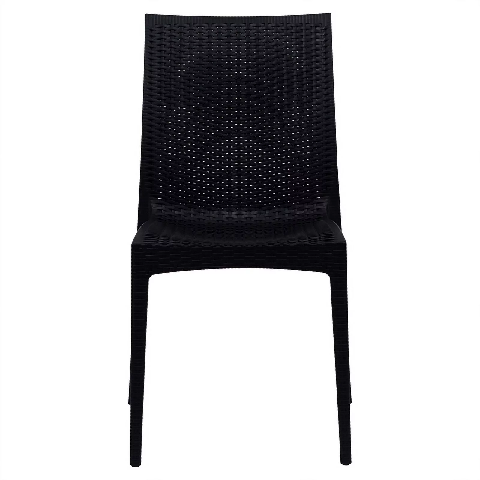 Afuera Living Modern Weave Indoor Outdoor Dining Chair in Black Set of 4