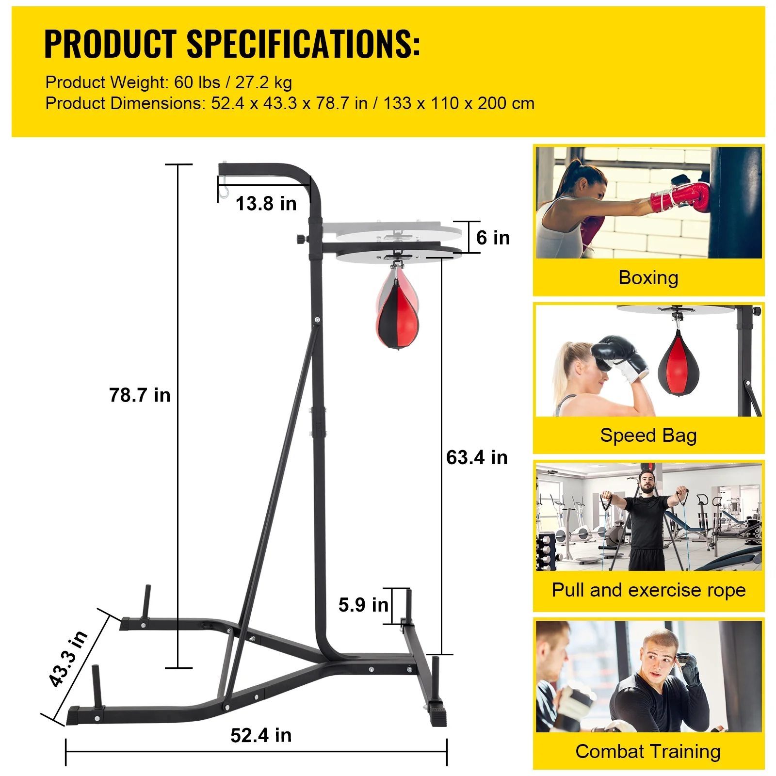 SKYSHALO Free Standing Boxing Bag Stand,Unisex Boxing Set, Punching Ball,Boxing Punching Speed Ball,Boxing Bag with Boxing Rack, Foldable Single Station Heavy Bag Stand