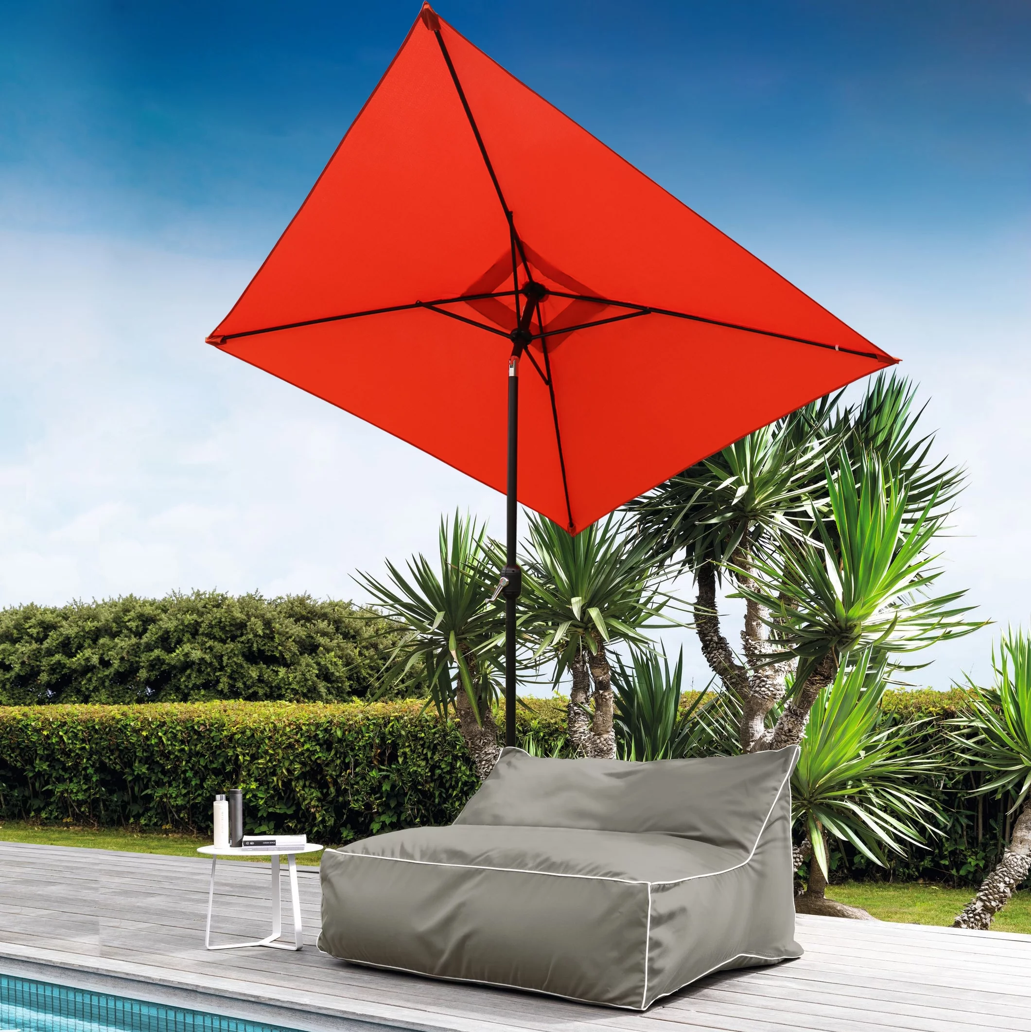 Davee Furniture 6.5 Ft Orange Patio Umbrella with Tilt and Crank