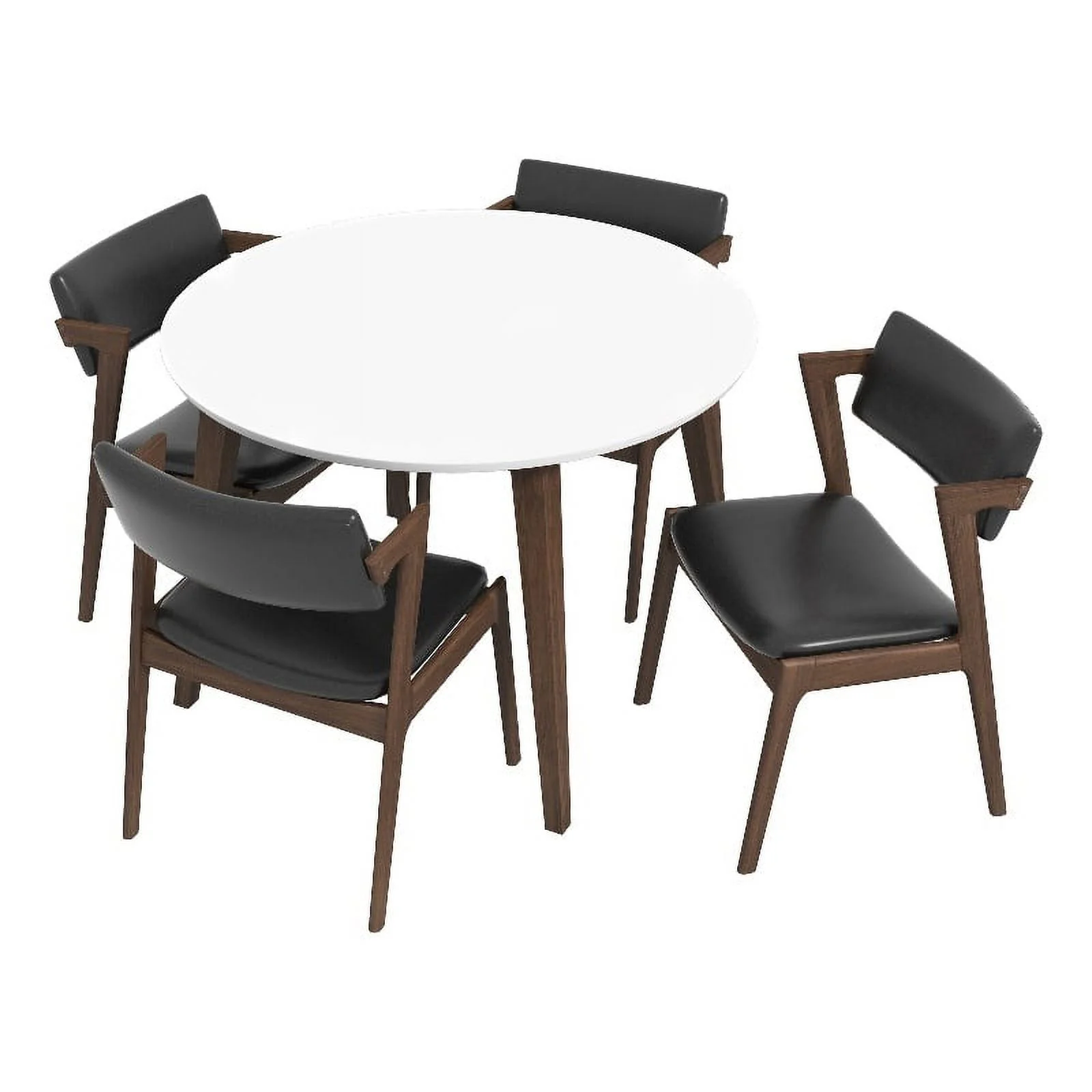 Ilkan Modern Solid Wood Walnut Dining Room & Kitchen Table and Chair Set of 4