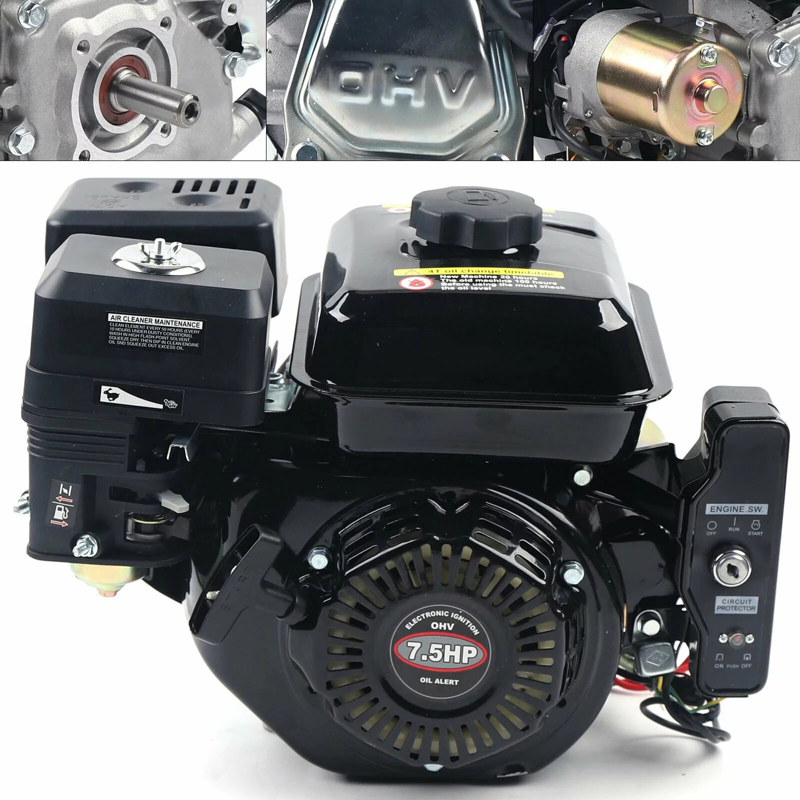 SHZICMY  7.5HP 212cc Gas Engine Motor Electric Start Horizontal Engine 4-Stroke Go Kart