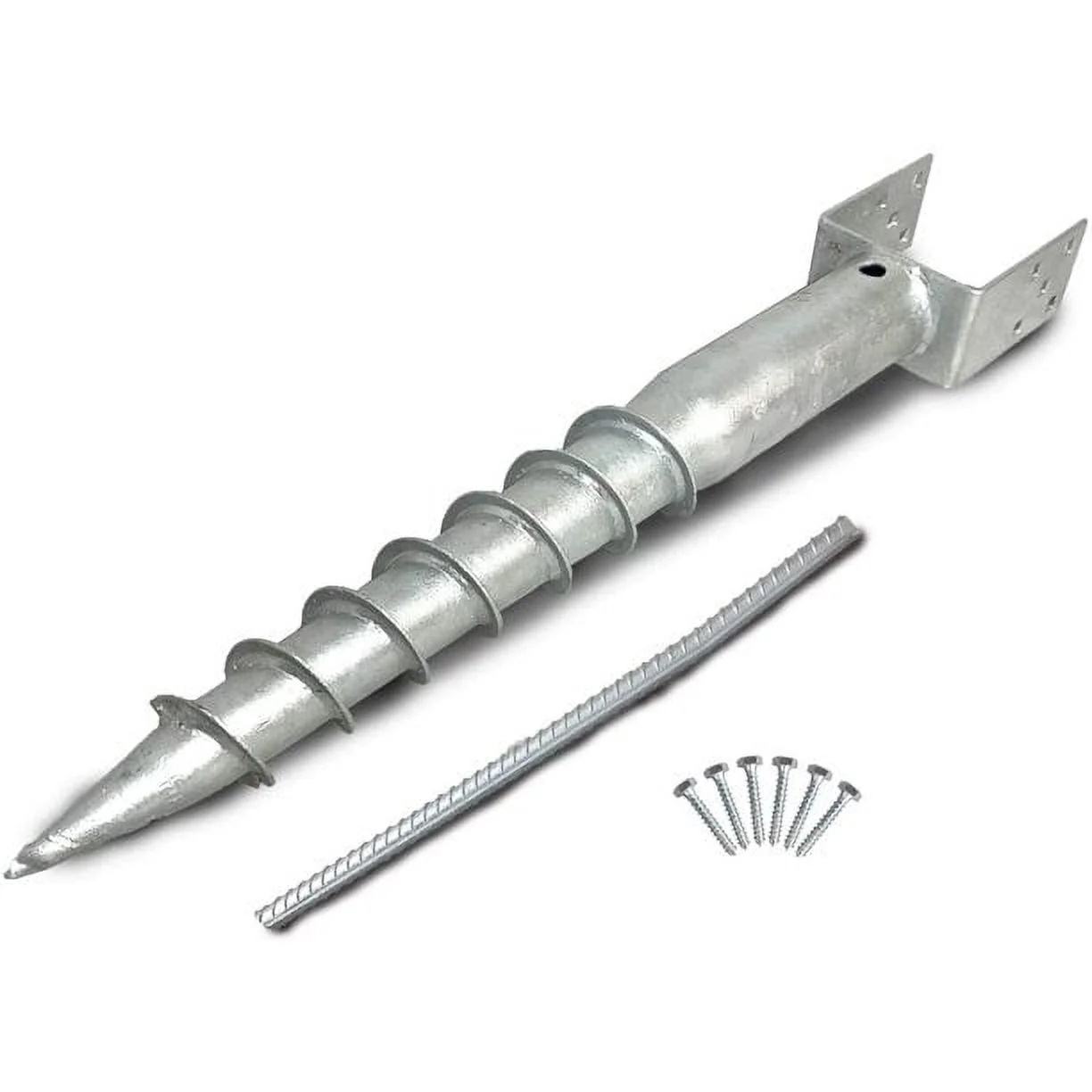 Ashman Online, Ground Metal Screw, Silver Color, U-Model Screw in Post Stake - 27