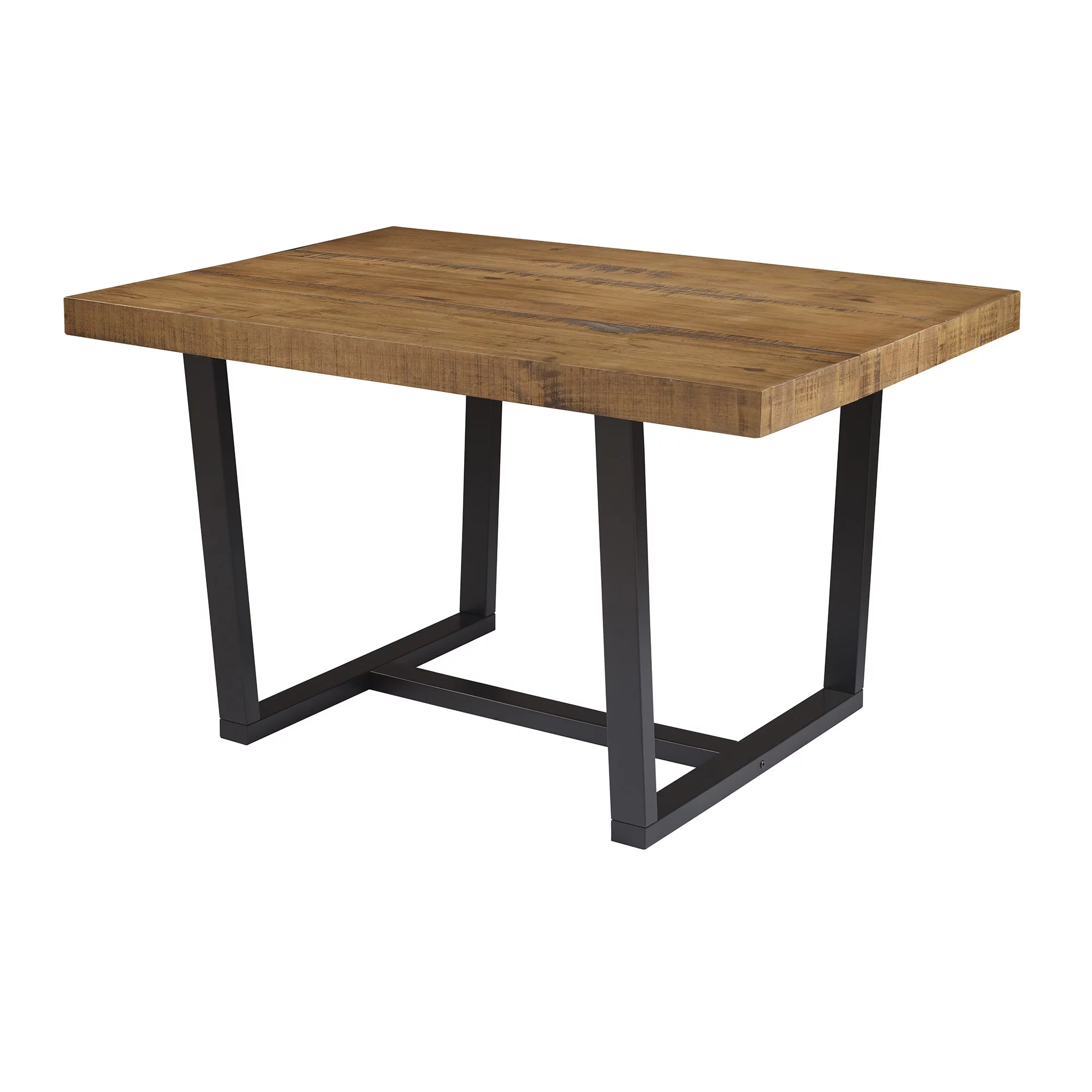 Walker Edison Rustic Distressed Solid Wood Dining Table, Rustic Oak