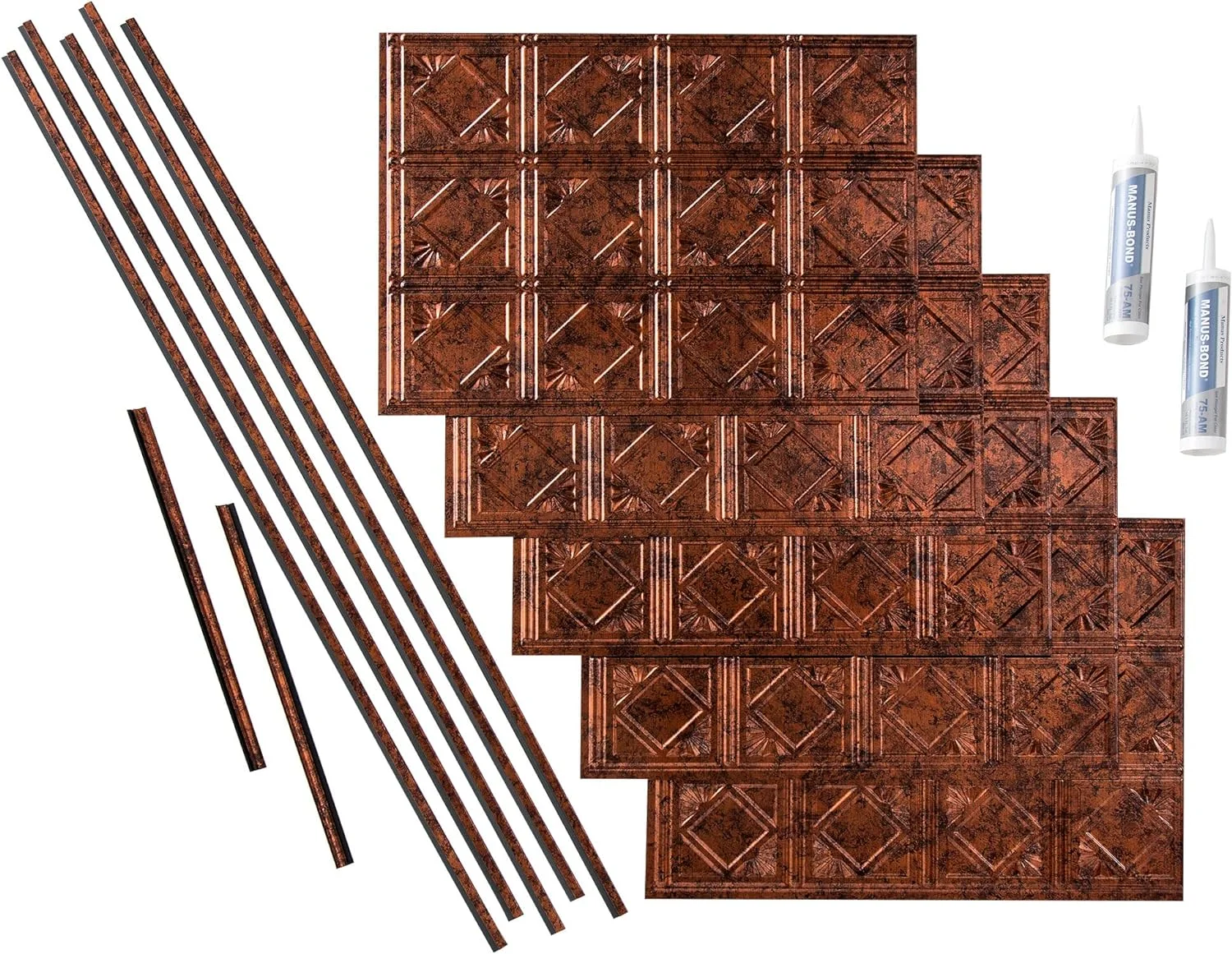 Traditional Style/Pattern 4 Decorative Vinyl Backsplash 15 Sq Ft Kit In Moonstone Copper