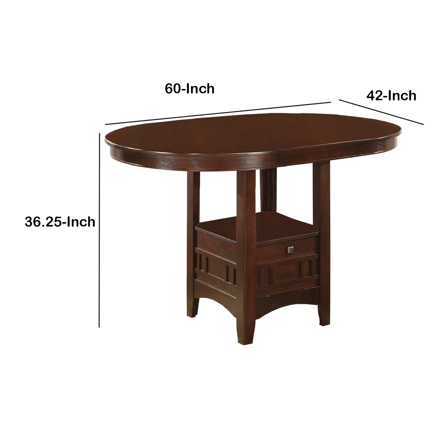 Benzara BM168044 36.25 x 60 x 42 in. Counter Height Dining Table - Warm Brown