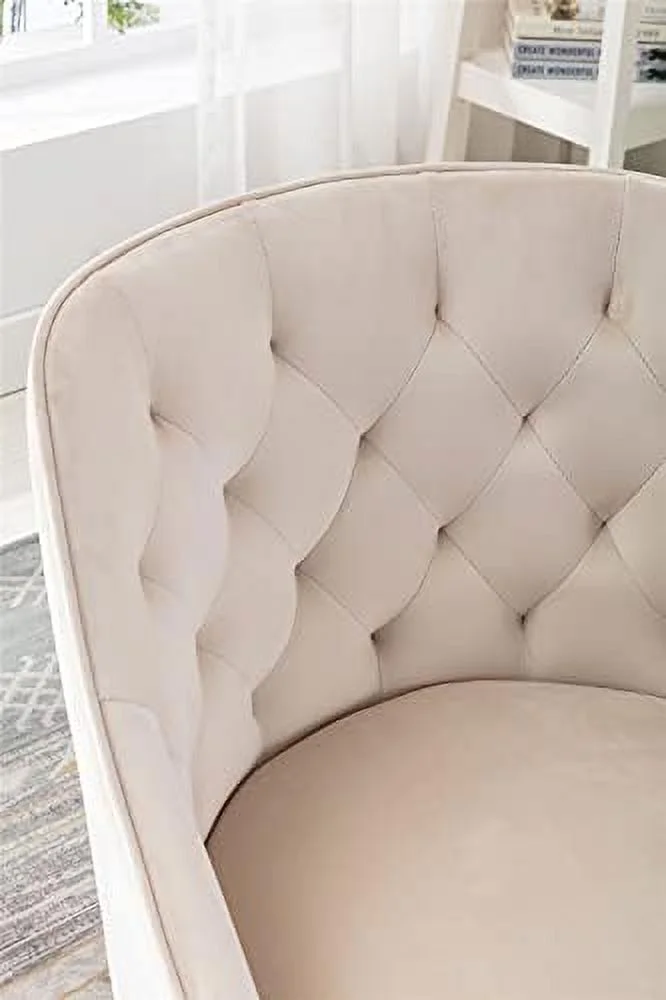 TQJKLFDY Velvet Home Office Desk Chair ° Swivel Accent Chair Comfy Upholstered Vanity Chair Ergonomic Task Chair with Seat Height Adjustable Armchair and Metal Base  Roller Wheels Comput