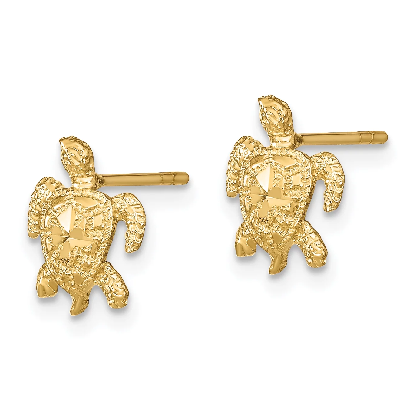 Primal Gold 14 Karat Yellow Gold Polished Diamond-cut Sea Turtle Post Earrings