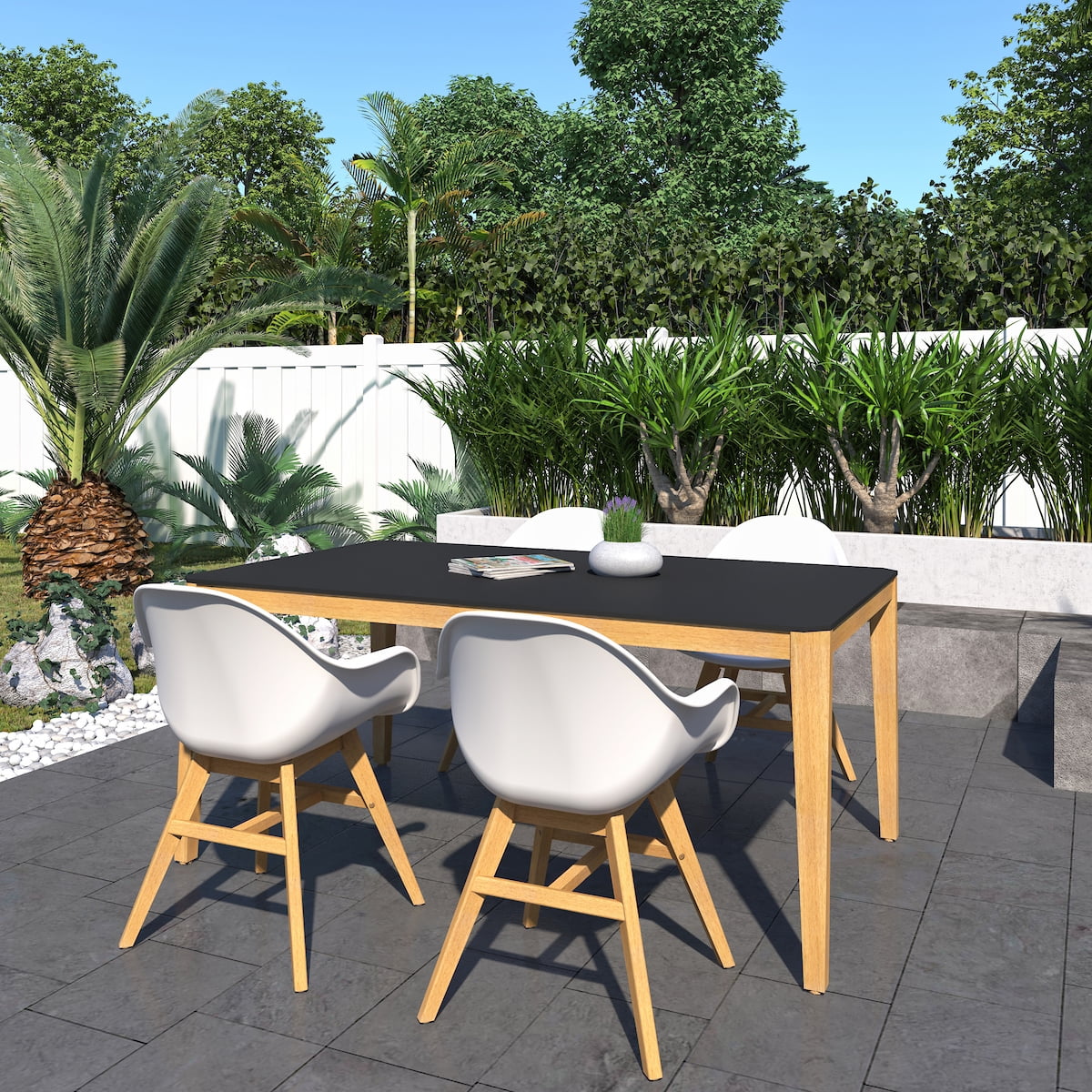 Corleoni 5- Piece Black Eucalyptus Wood Outdor Dining Set