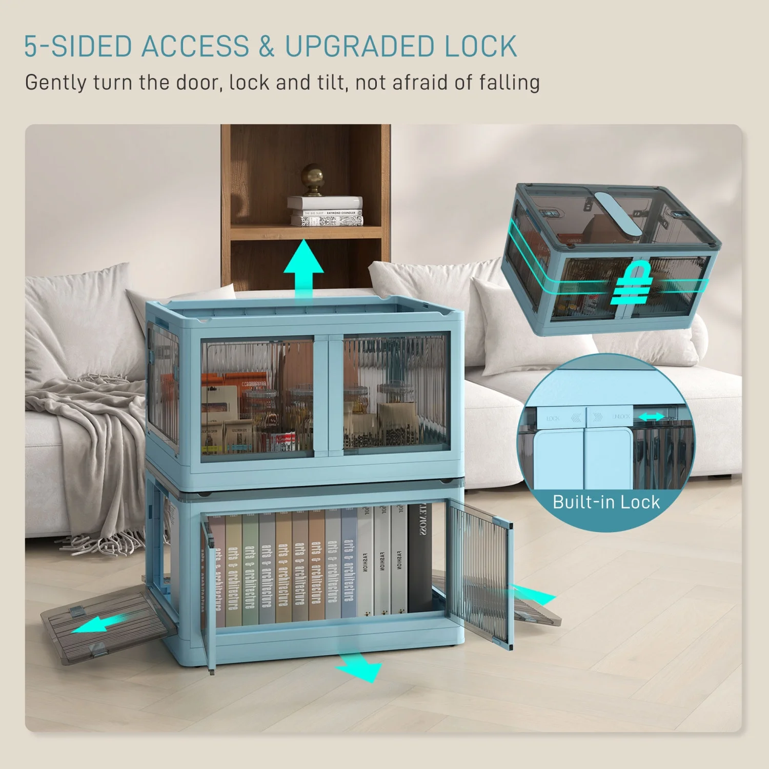 DremFaryoyo 3 Stackable  Bins w/ Lids  Wheels  Collapsible  18 gal  Blue