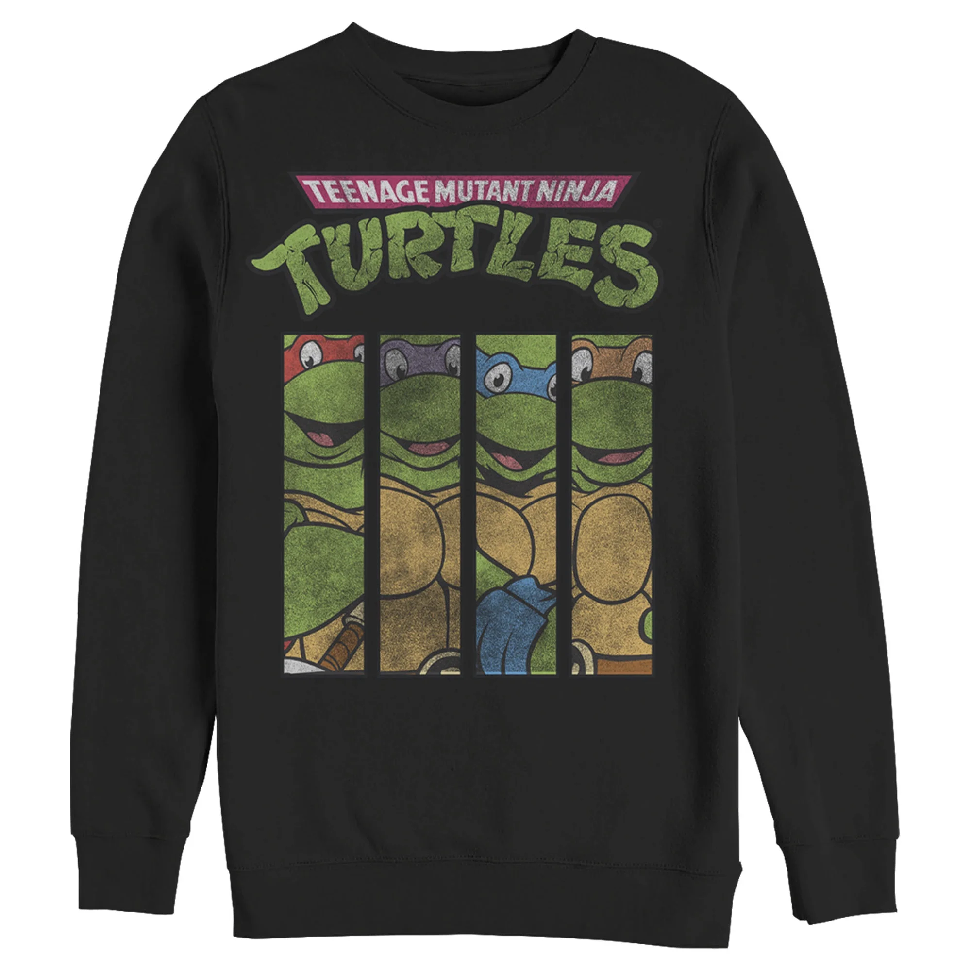 Men's Teenage Mutant Ninja Turtles Distressed Panels  Sweatshirt Black Small