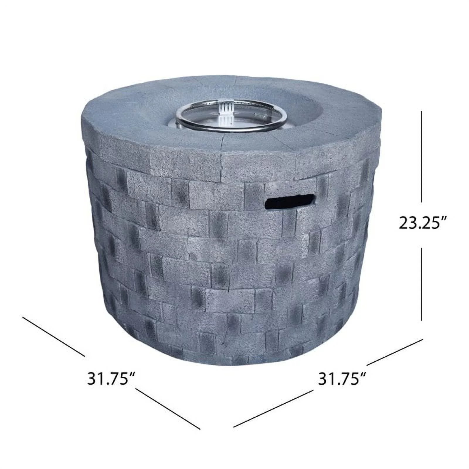 Noble House Dino Lightweight Concrete Circular Fire Pit in Gray