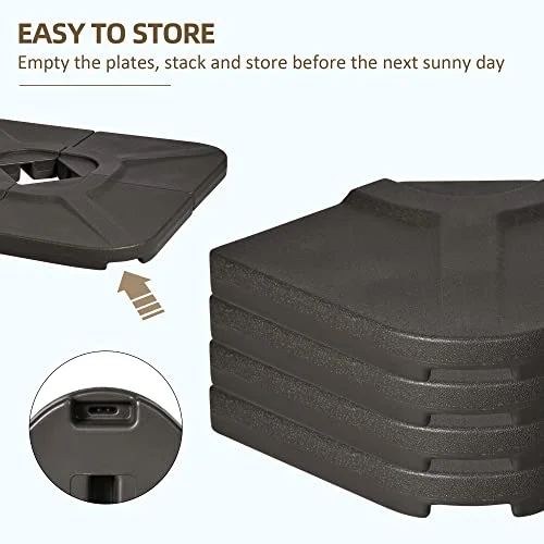 Outsunny 4-Piece 175lb Cantilever Patio Umbrella Base Weights for Offset Hanging Umbrella, HDPE Water or Sand Filled Umbrella Weights for Cross Base Stand