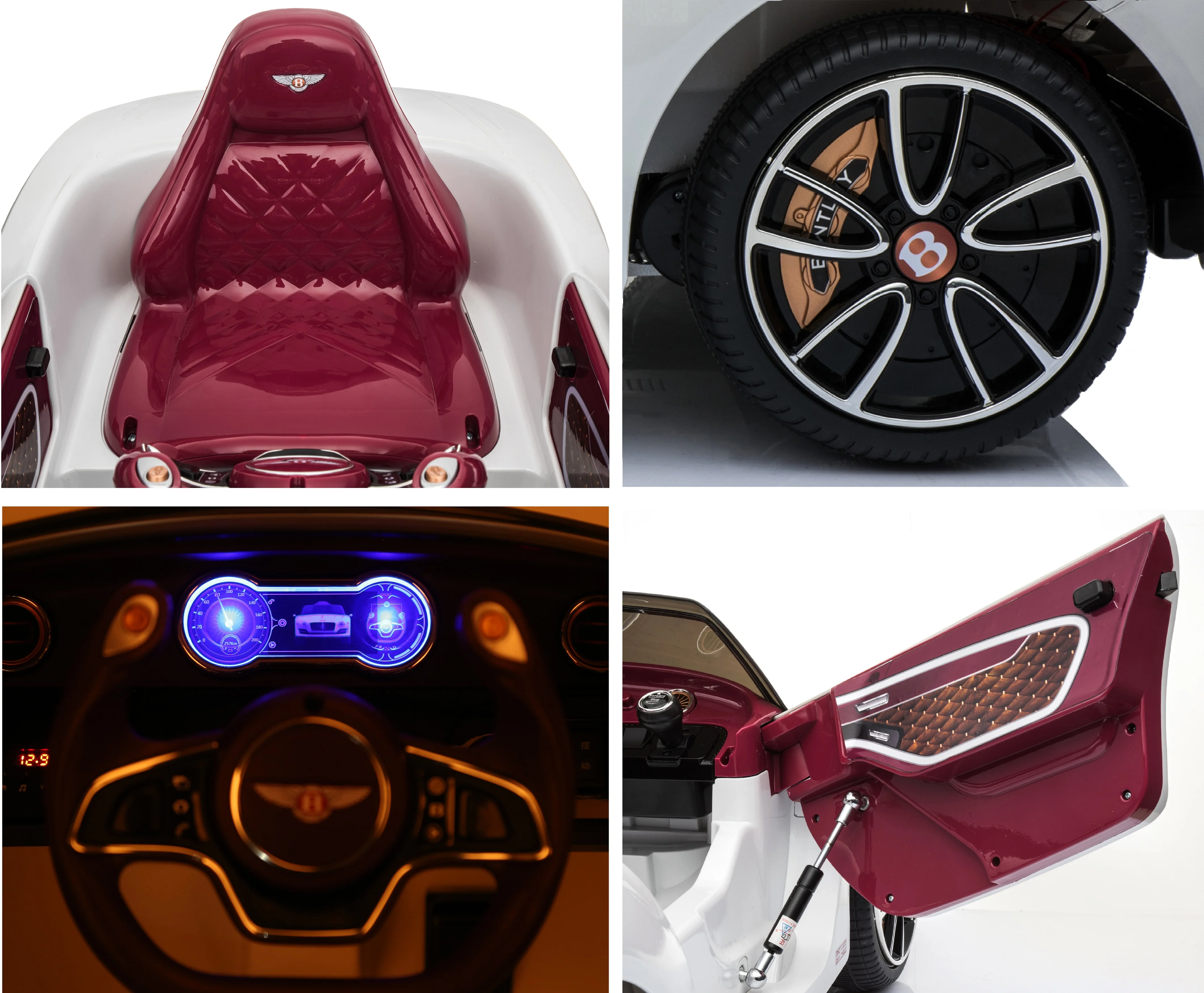 Rock Wheels Licensed Bentley EXP12 Kids Ride on Toy Car, 12V Battery Powered Children Electric 4 Wheels w/ Parent Remote Control, Foot Pedal, 2 Speeds, Music, Aux, LED Headlights (White)