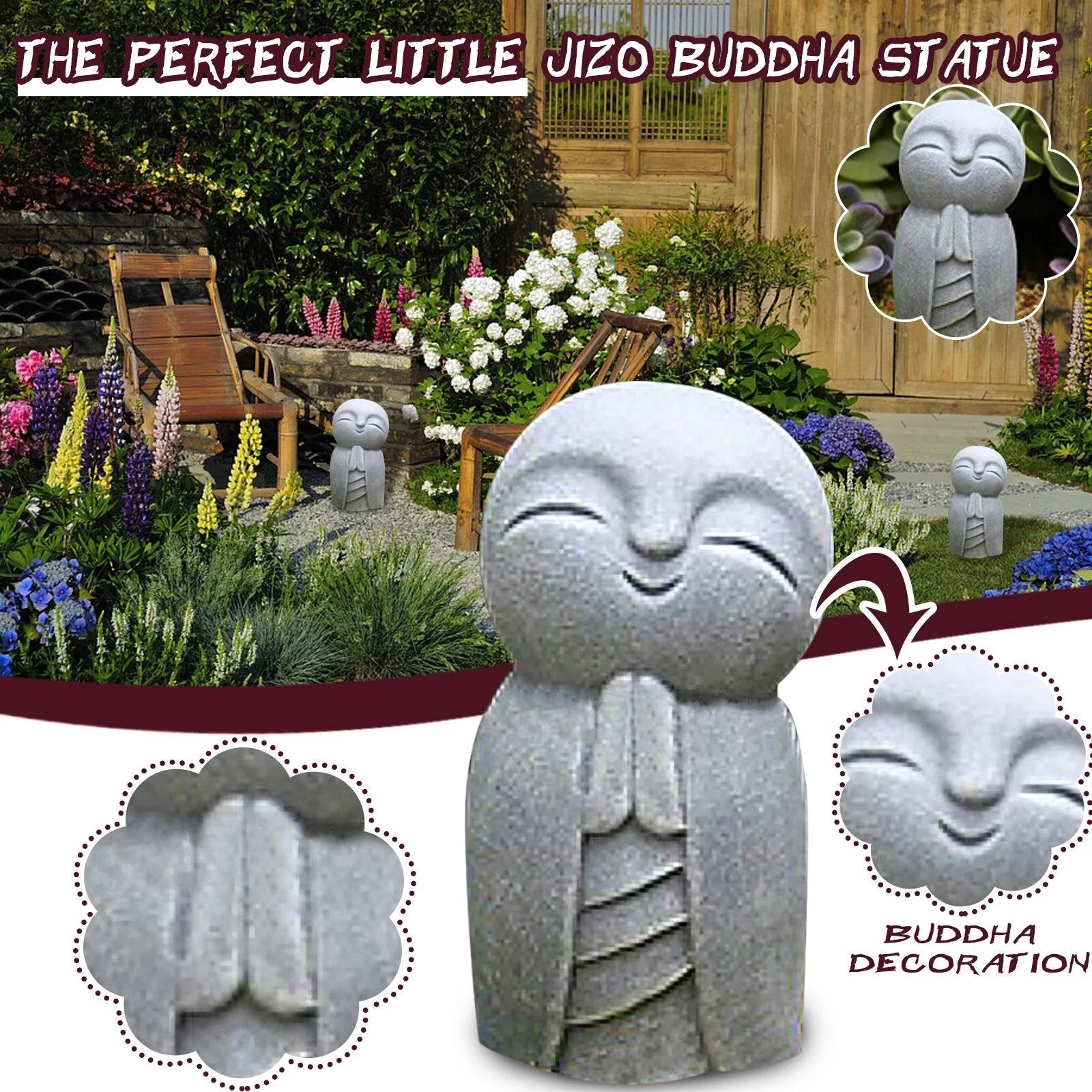 GBSELL Home Clearance Jizo Statue The Perfect Little Jizo Buddha for Home Or Garden Outdoor Decoration Gifts for Women Men Mom Dad