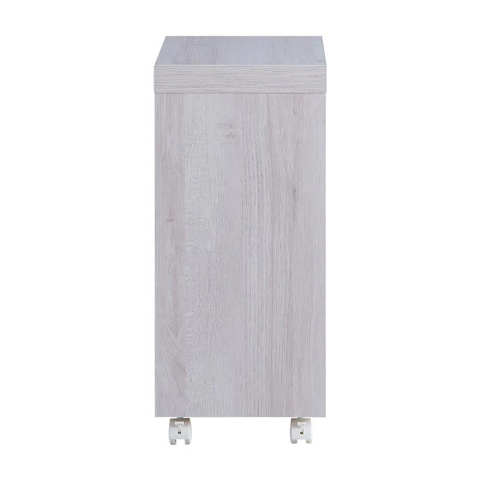 Bowery Hill Modern Wood Mobile End Table in White Oak Finish