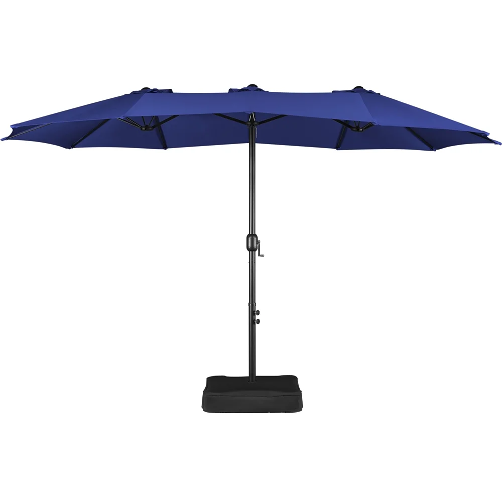 Topeakmart 13ft Twin Patio Parasol Canopy with Crank for Outdoor, Navy Blue