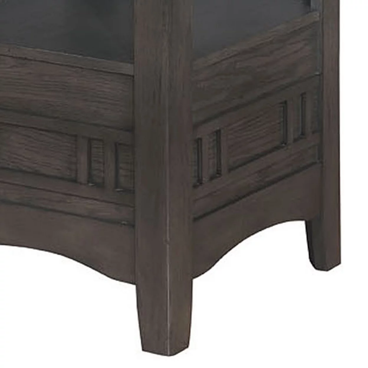 Round Counter Height Table with Pedestal Base and Extendable leaf, Gray- Saltoro Sherpi