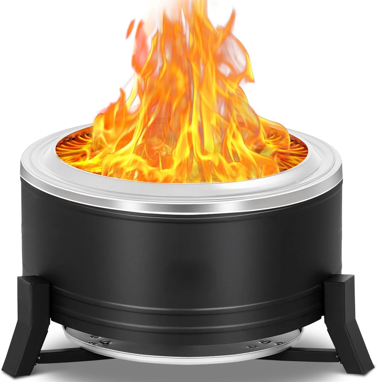 Smokeless Fire Pit Wood Burning Pellet Firepits with Ash Pan, 22inch Portable Fire Pit Low Smoke Bonfire Fire Pit for Outside Picnic Camping Patio Backyard