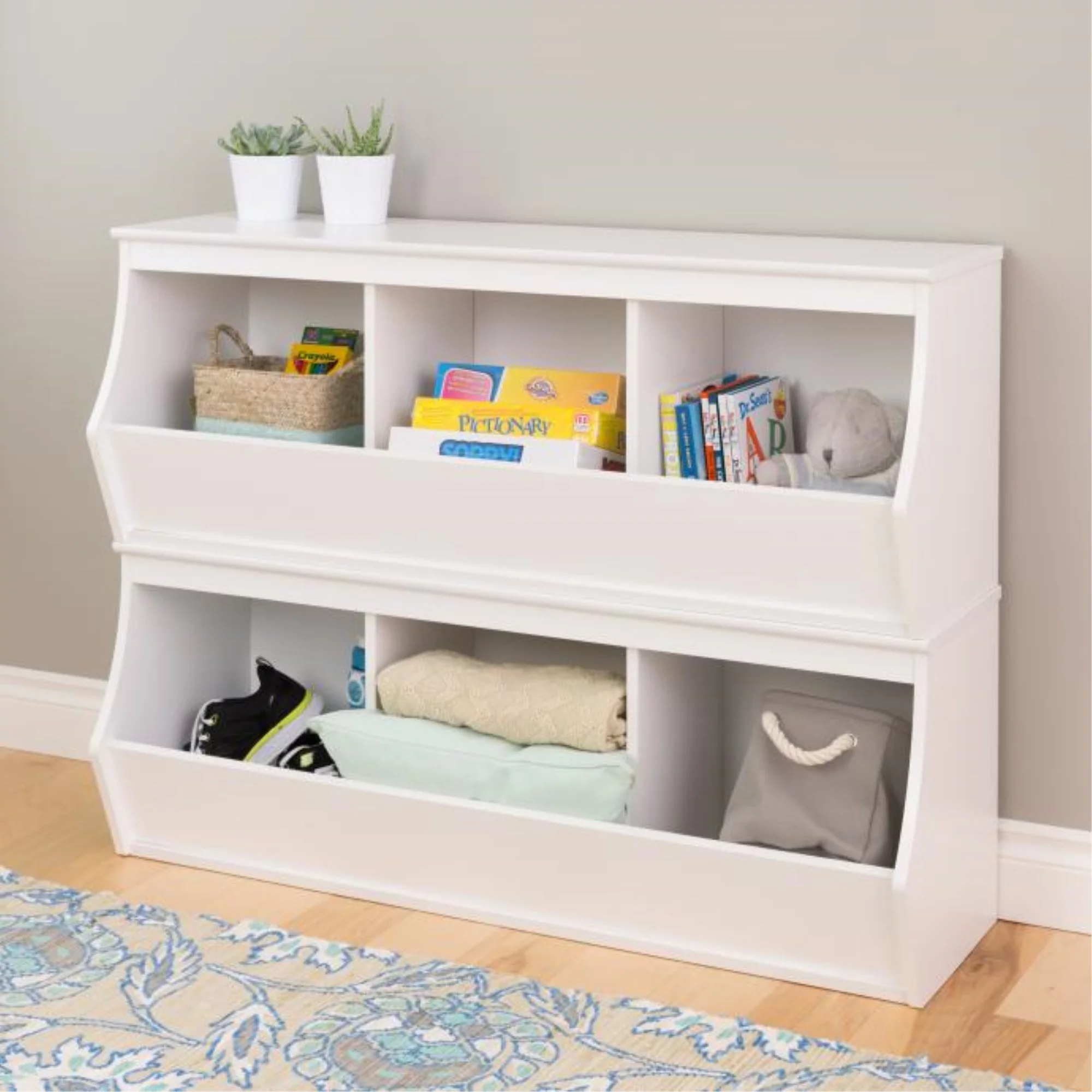 Prepac Monterey Stacked 6-Bin Storage Cubby in White