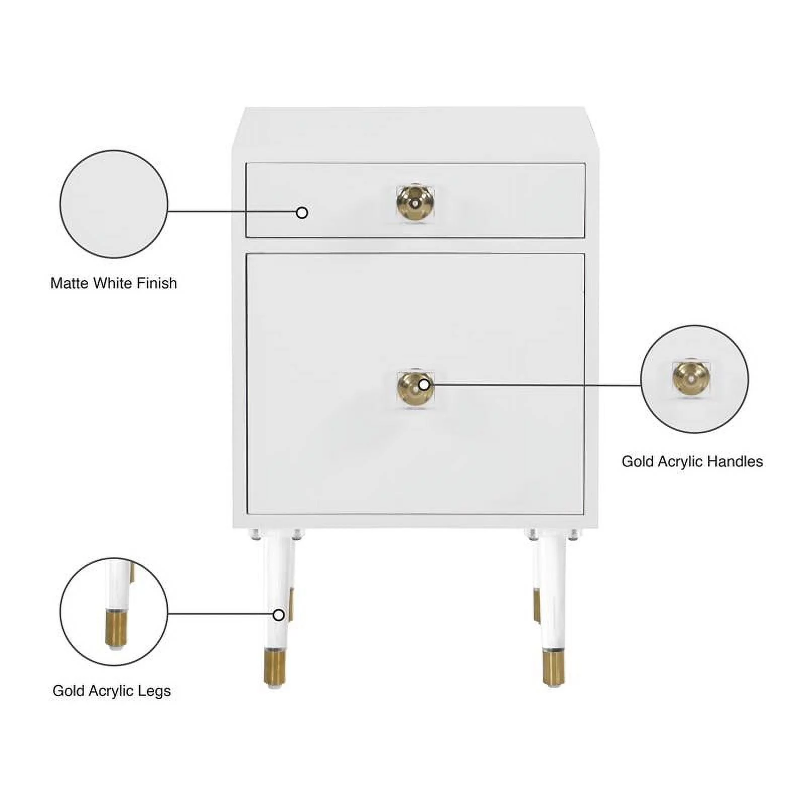 Meridian Furniture Lia Accent Table in Matte White/Acrylic