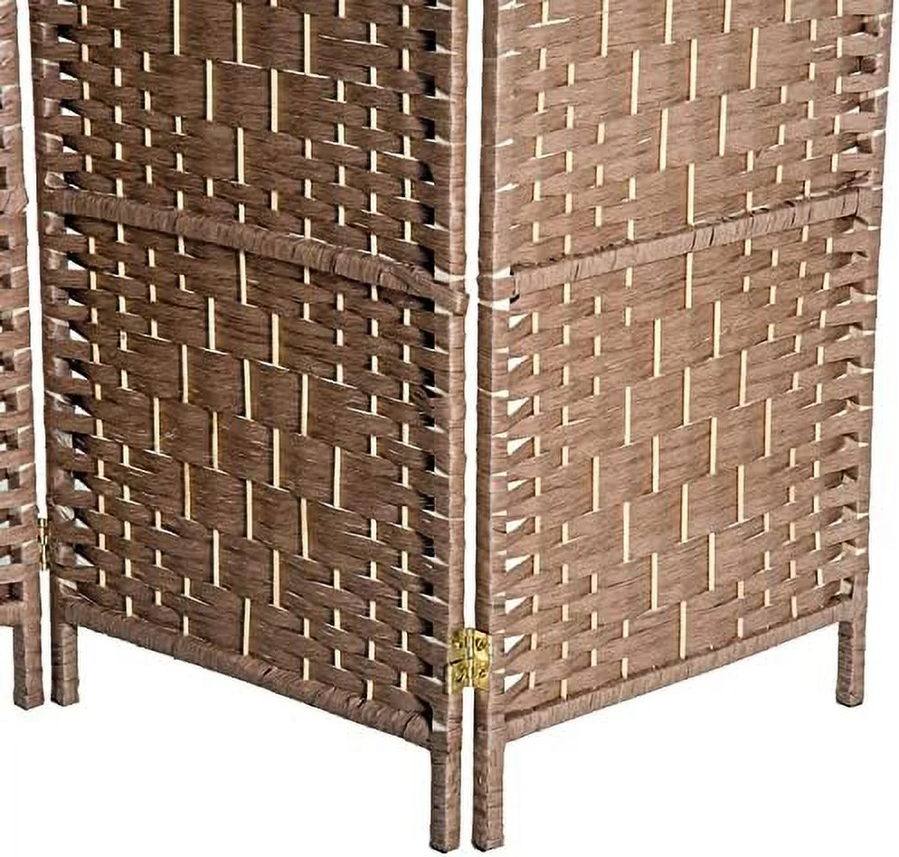 TQNJYGX 6' Tall Wicker Weave 6 Panel Room Divider Privacy Screen - Brown