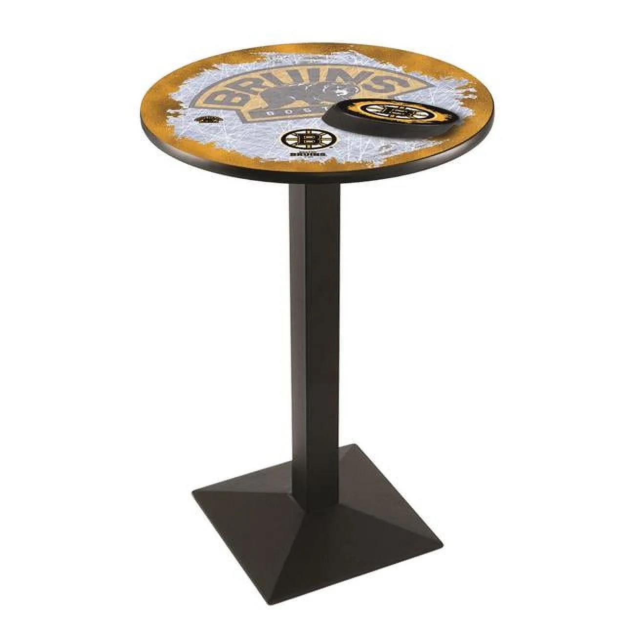 L217 Boston Bruins 42in. Tall - 36in. Top Pub Table with Black Wrinkle Finish
