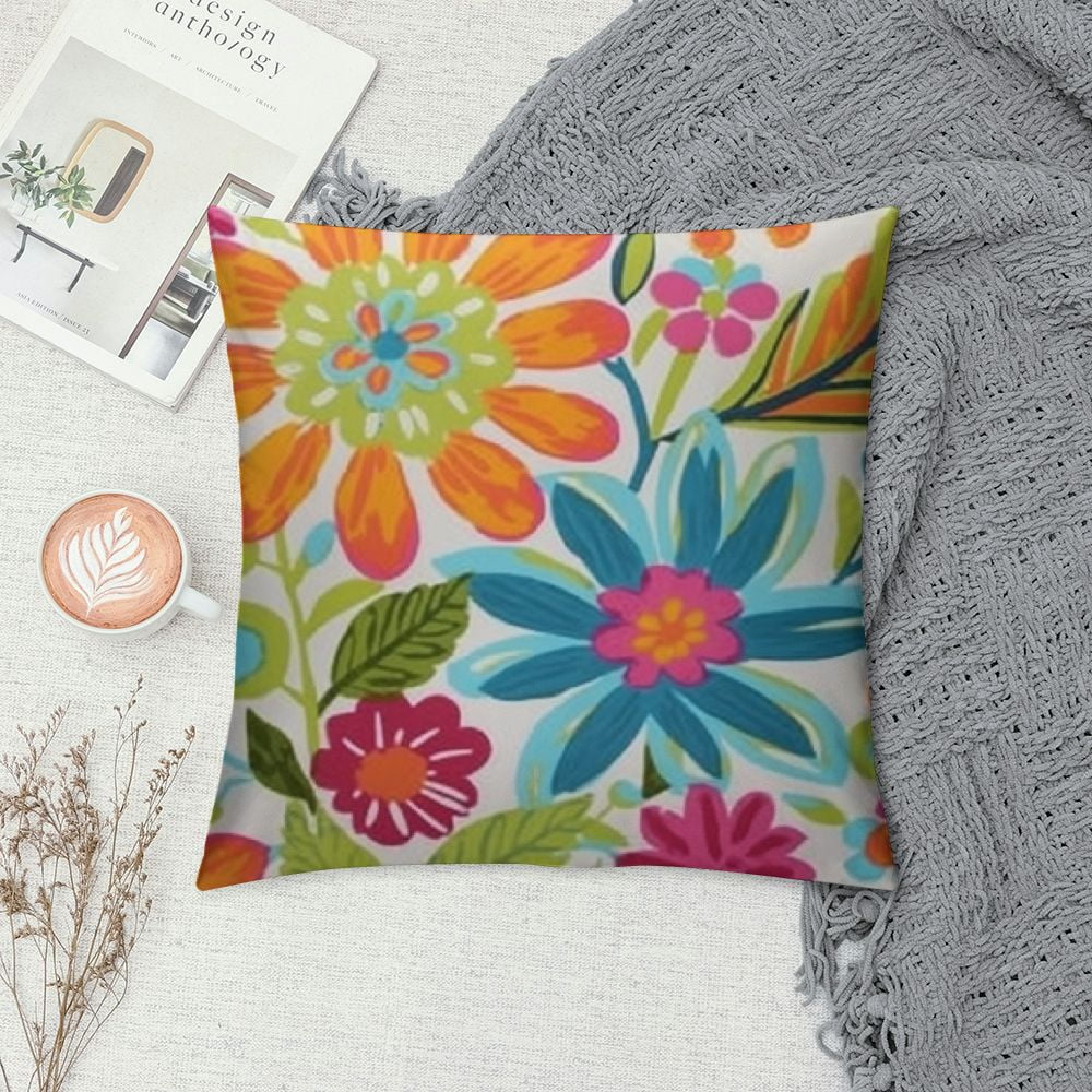 CANFLASHION  Bright Floral Indoor/Outdoor Accent Throw Pillow Cover,   and Fade Resistant, Lumbar - Blue/Purple Gregoire