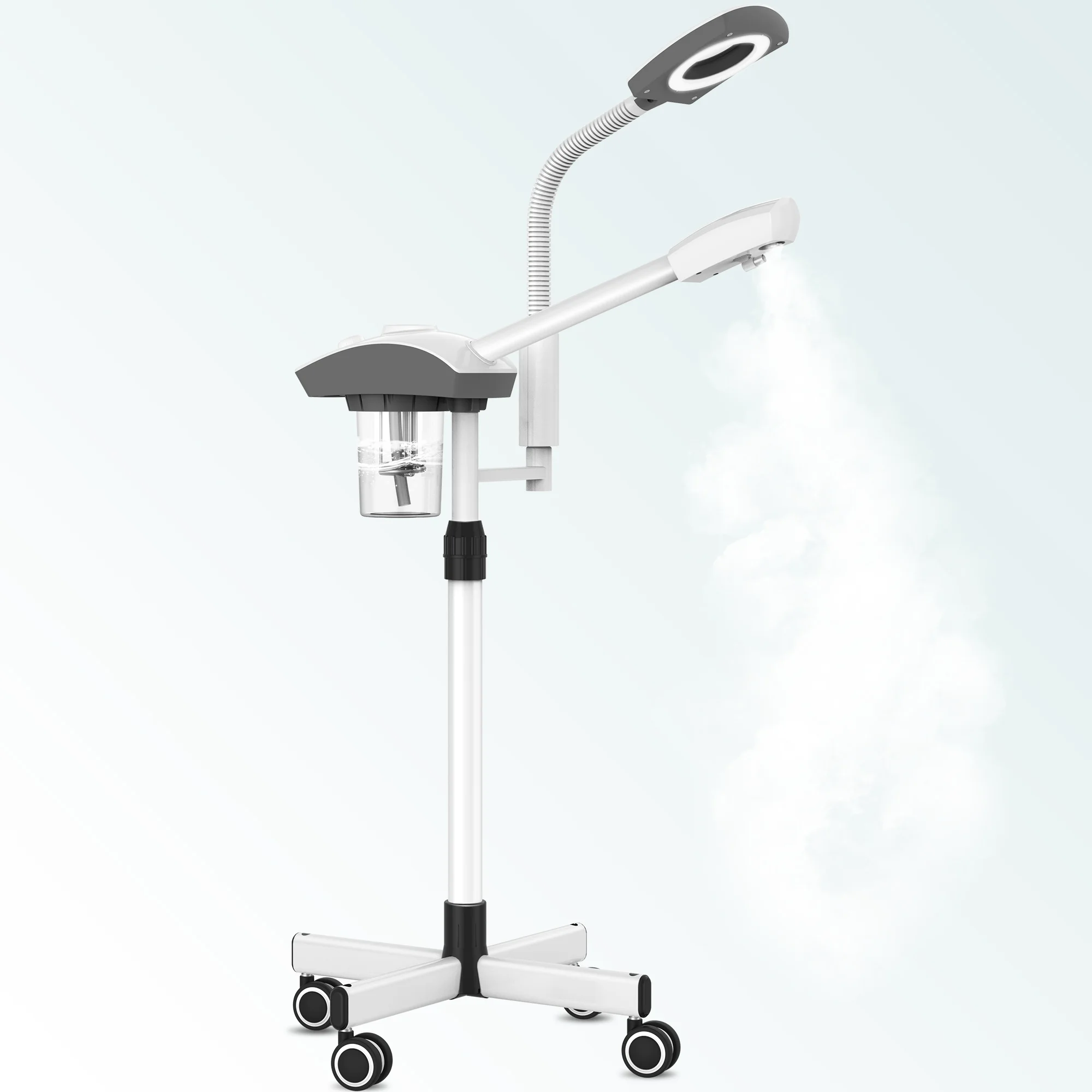 TASALON Professional Facial Steamer Tools for Esthetician, Skin Care and Deep Cleaning, 2 in 1 Face Machine with 3X Magnifying Foldable Arm, Ozone Face Steamer for Facial, Hot Mist Skincare, White