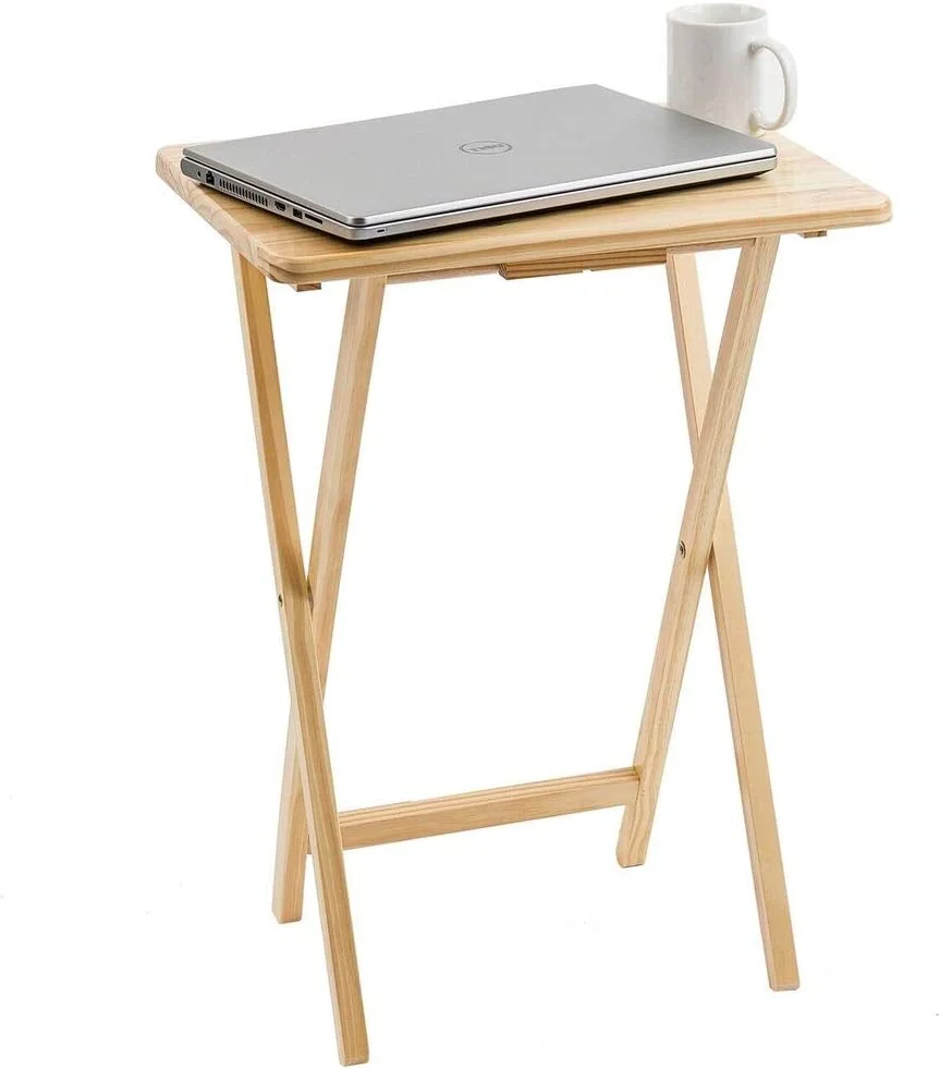 xrboomlife MFS Basics Classic TV Dinner/Snack 4 Table Set with Holder - Natural