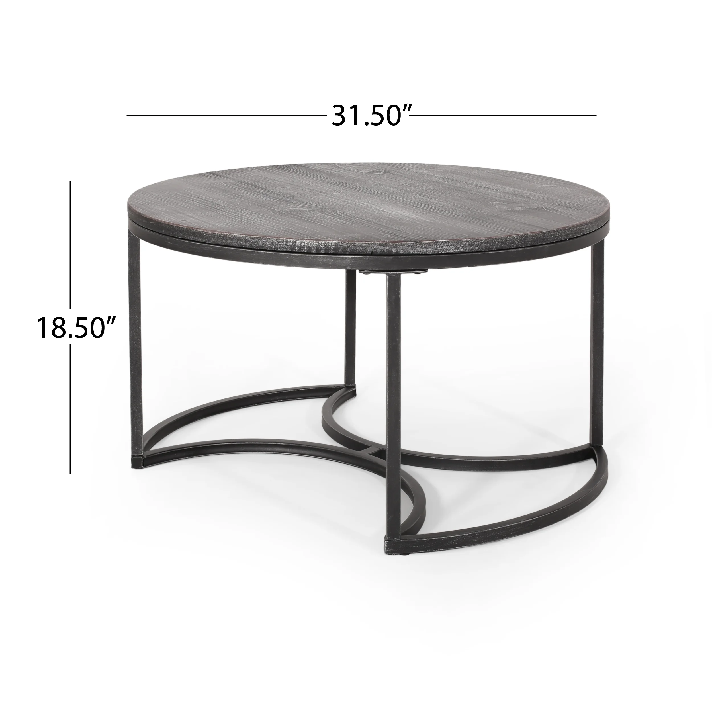 Noble House Gunnar Modern Industrial Coffee Table Set, Gray, Pewter