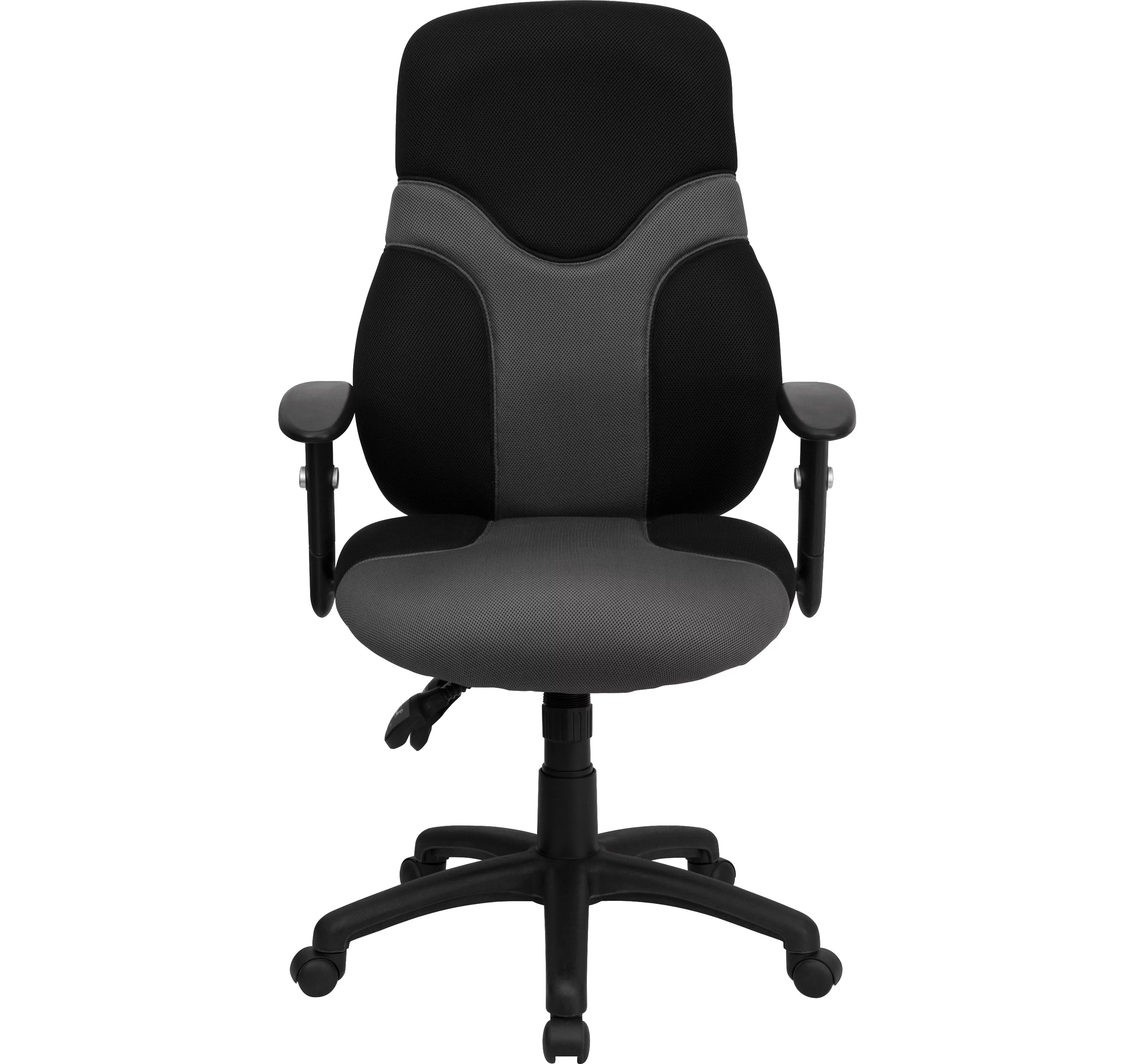 Emma + Oliver High Back Ergonomic Black/Gray Mesh Swivel Task Office Chair w/ Adjustable Arms