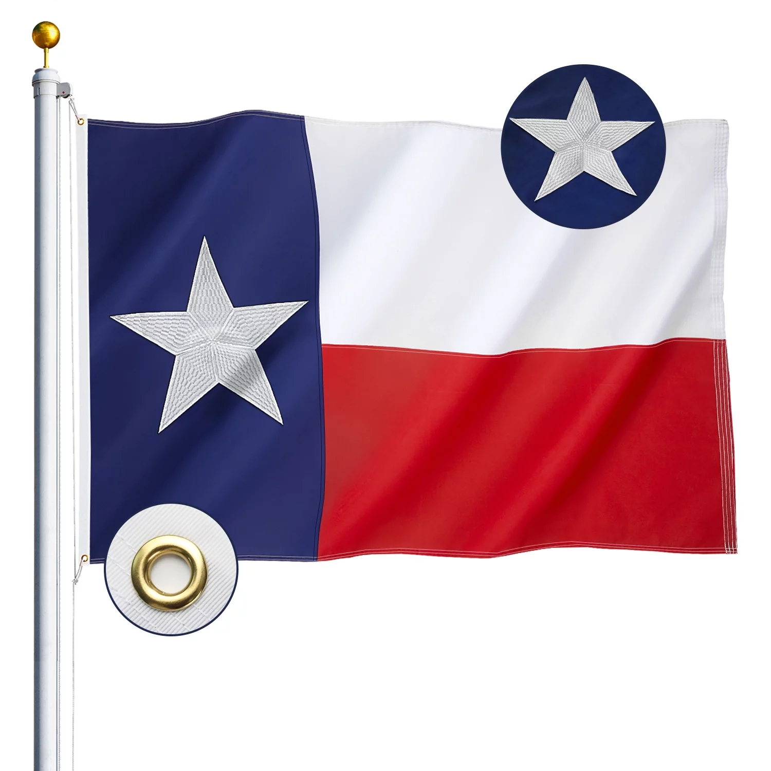State of Texas 4X6 Feet Flag - Embroidered Sewn Heavyweight 210D Oxford Nylon Flag Vivid Color
