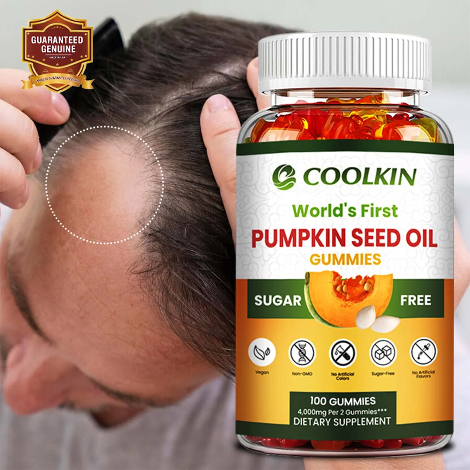 Coolkin PUMPKIN SEED OIL Gummies - Prostate,Urinary Tract Health,Hair Growth Promotion(30/60/100pcs)