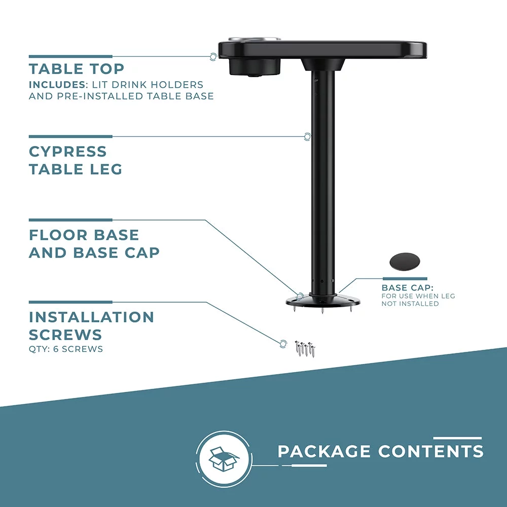 Glossy Black - Non-lit Cocktail Boat Table Systems