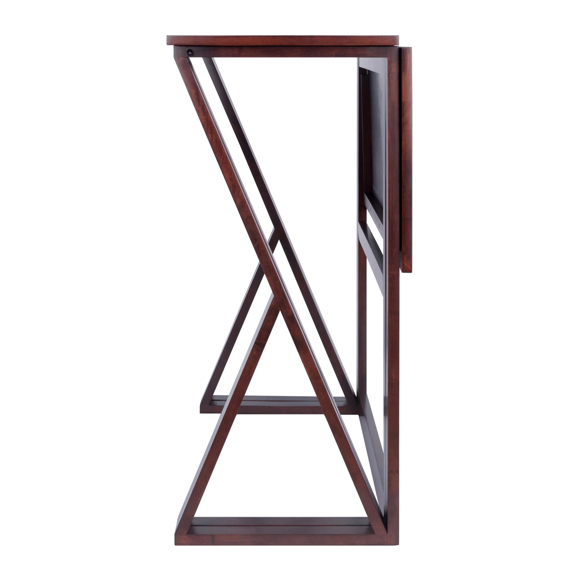 Winsome Wood Harrington 3-Pc Set, Drop Leaf Table & 2 Cushion Saddle Seat Counter Stools, Walnut Finish