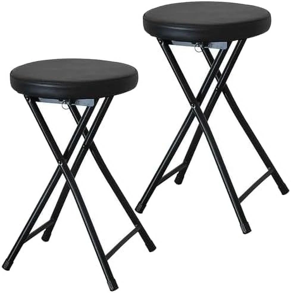 HYHBIBOOM Home Folding Stool  \u2013 Heavy Duty 19 Inch Portable Collapsible PU Seat Padded Round Stool with 220 Pound Capacity for Dorm Rec Room or Gameroom