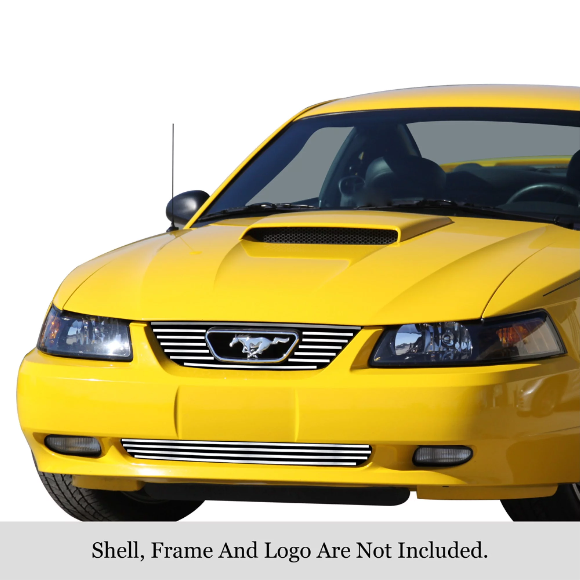 APS 1999-2004 Ford Mustang V6 V8 GT With Logo Show Stainless Steel Billet Grille 8x6 horizontal billet
