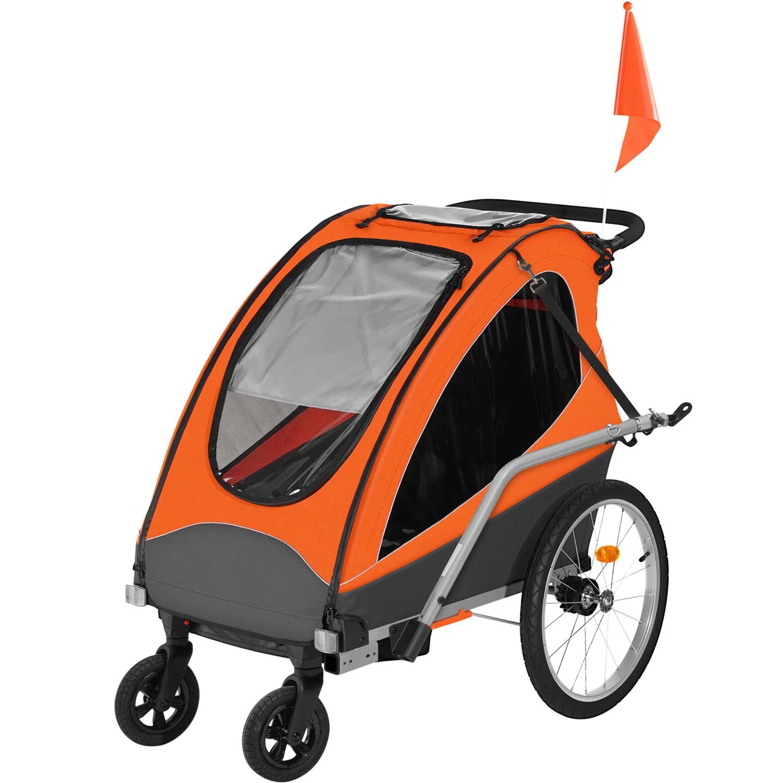 SKYSHALO Kids Bike Trailer 2 Seat Folding Stroller 100 lbs Double Stroller