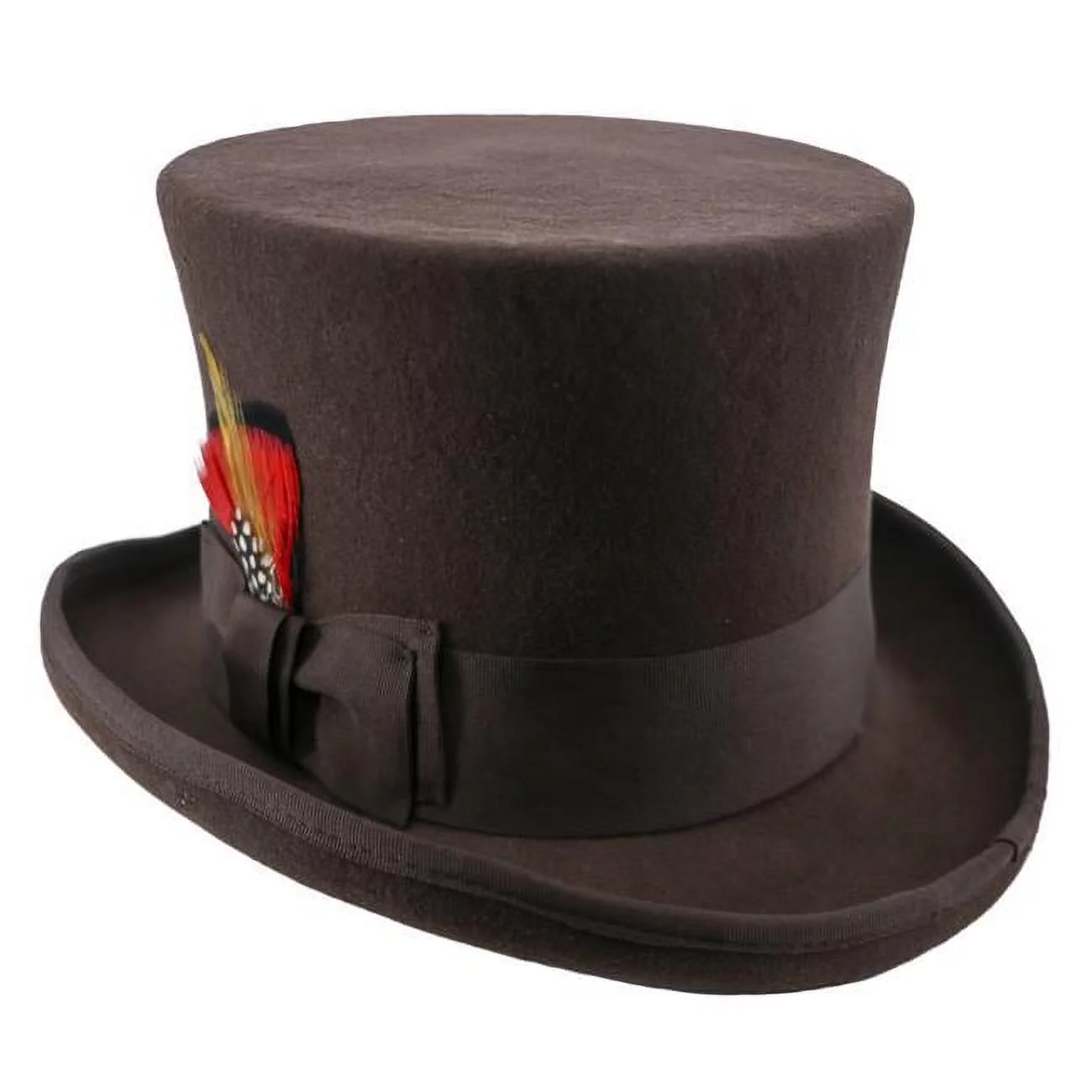 Western Fashion 69513-BRN-L 6 in. x 59 cm 100 Percent Wool Felt Steampunk Top Hat, Brown - Large