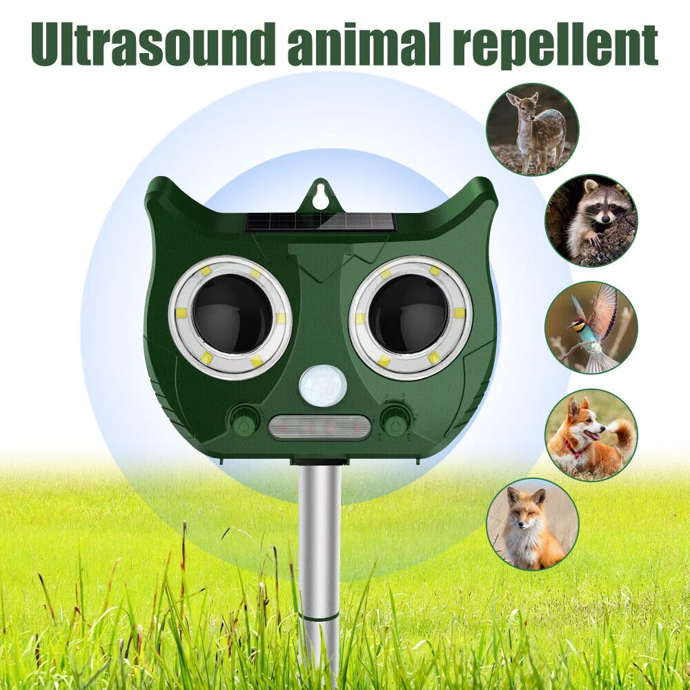Kydely Advanced Ultrasonic Squirrels Repeller - Solar Powered, High Sensitivity Infrared Sensor, Effective Outdoor Pest Control