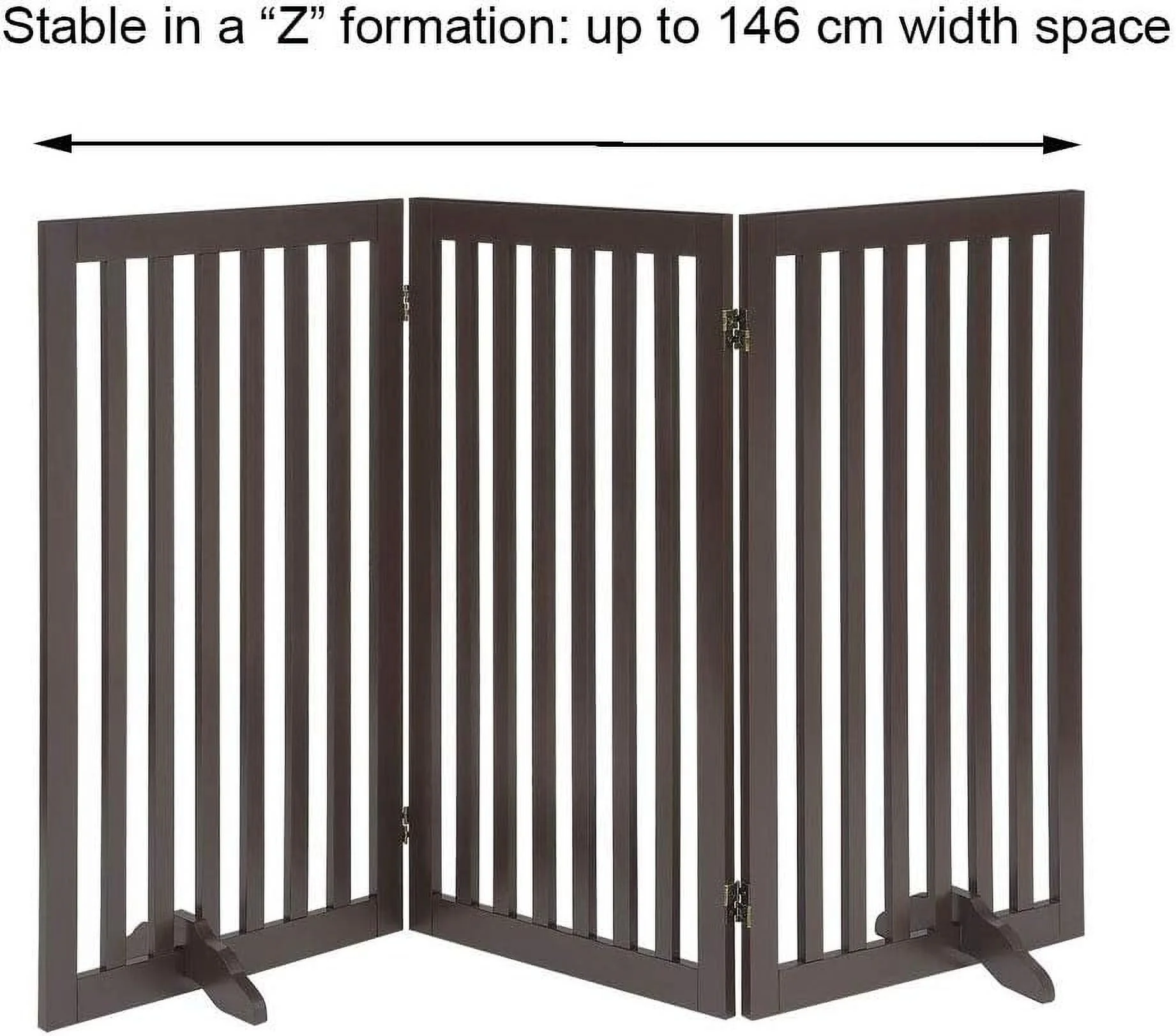 Flat Wooden 3 Panel Dog Gate Espresso Freestanding, 20