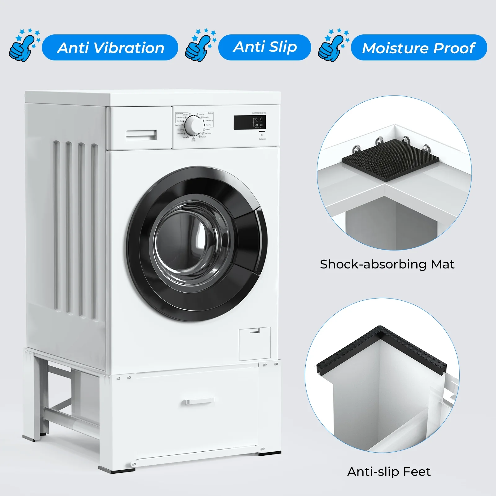 Dual Washing Machine Pedestals with Drawers 350Lb Heavy Duty Matalde 29