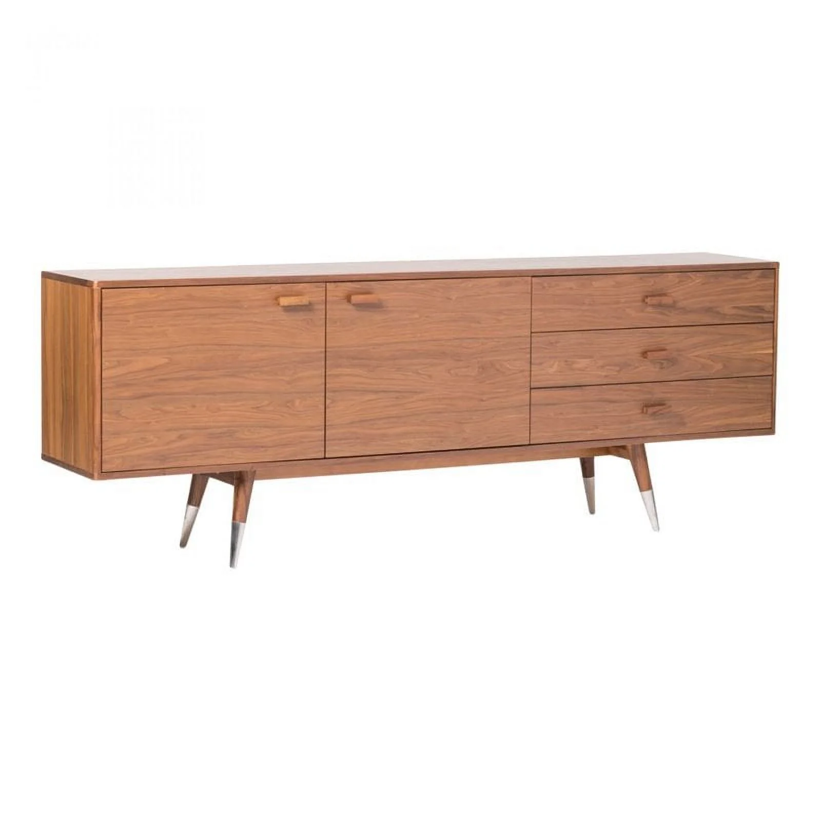 Pemberly Row 3-Drawer Modern Wood Sideboard with 2 Doors in Walnut Brown