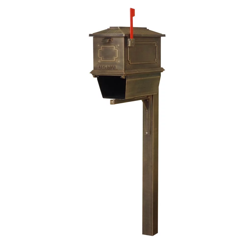 Special Lite Products SCK2017-SPK720-CP Kingtson Curbside Mailbox with Newspaper Tube & Springfield Mailbox Post