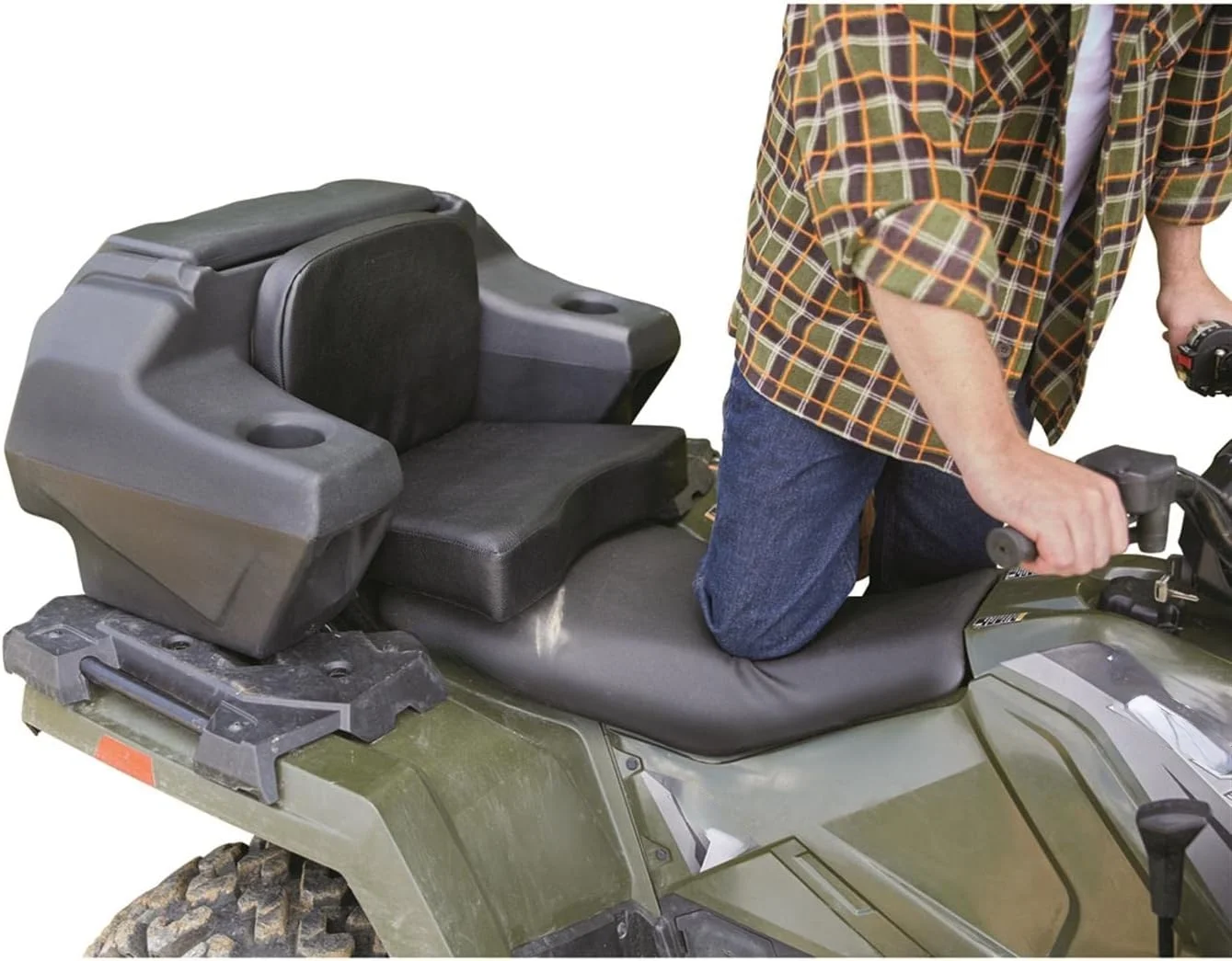 ATV Lounger Seat with Storage, Large Cushion, Cargo Box, Helmet Holder